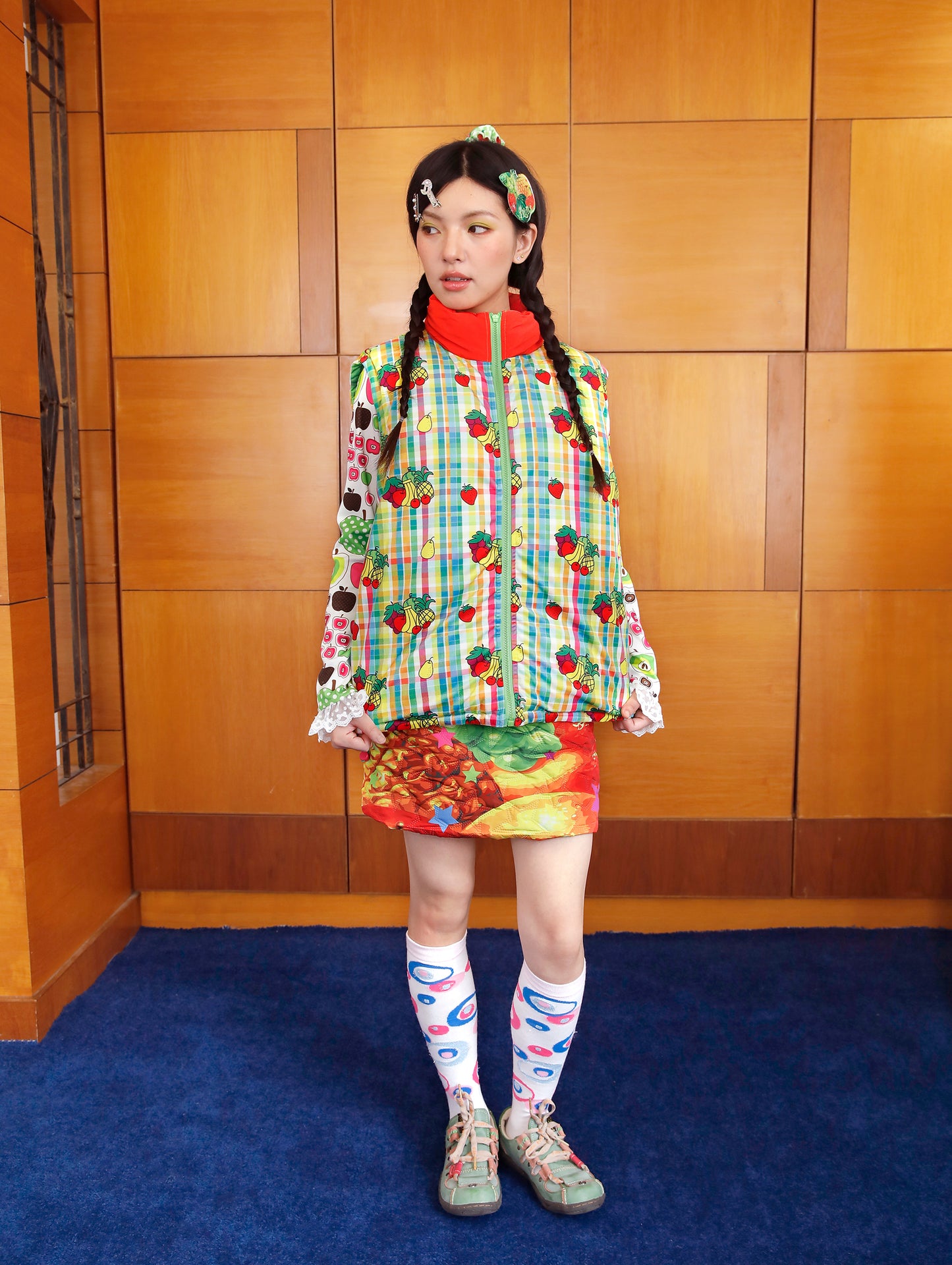 FRUITS - Kawaii Fruit Star Reversible Puffer Vest vest Fruits