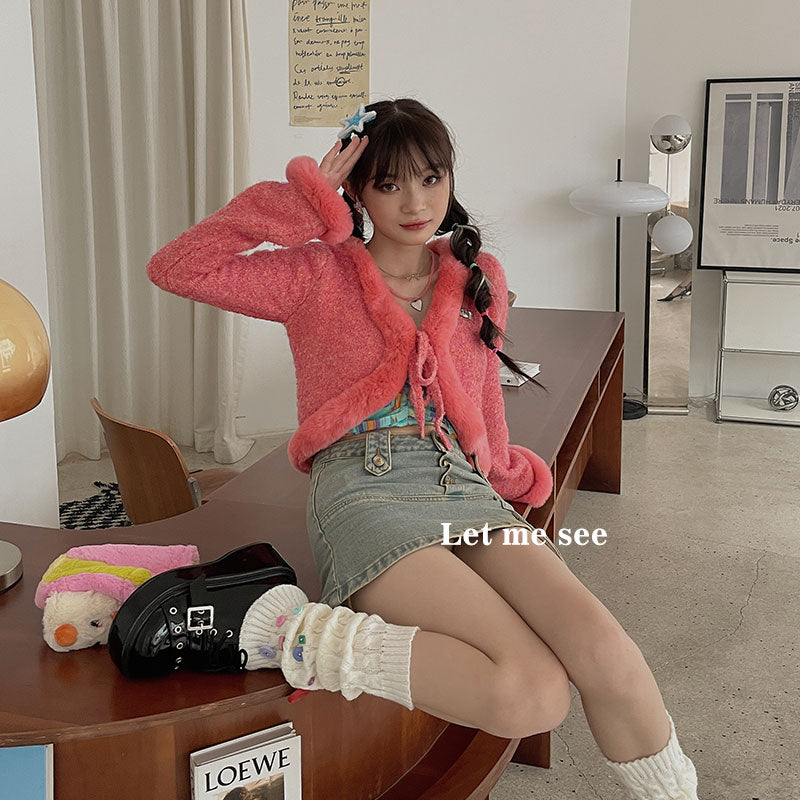 LET ME SEE – Decora Kei Multicolor Cable Knit Buttoned Leg Warmers leg warmmers let me see