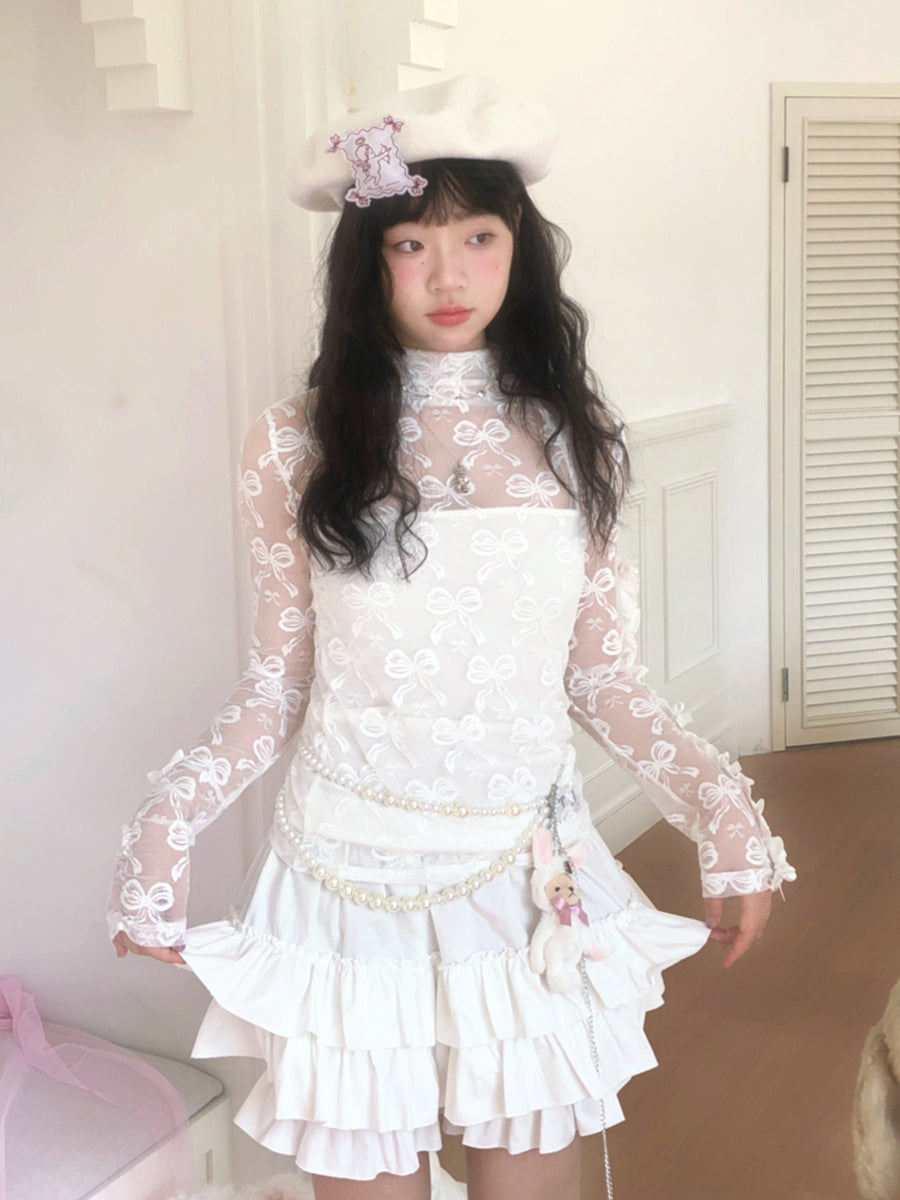 Daytoday Everyday Institute Harajuku Top Bow Embroidery Base Shirt Long Sleeve shirt daytoday everyday institute