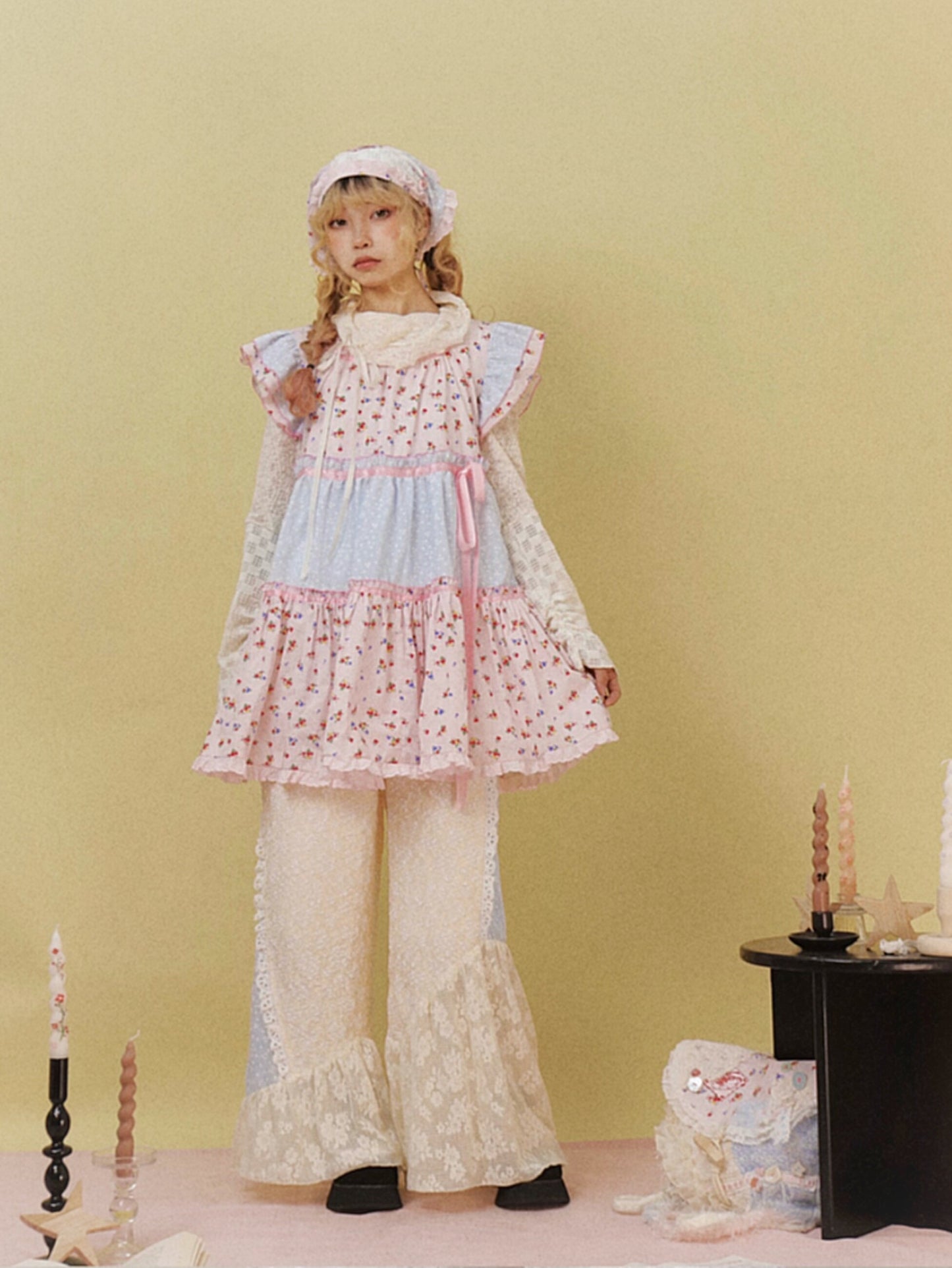 Disorder - Kawaii Lace Panel Wide Leg Pants pants Disorder