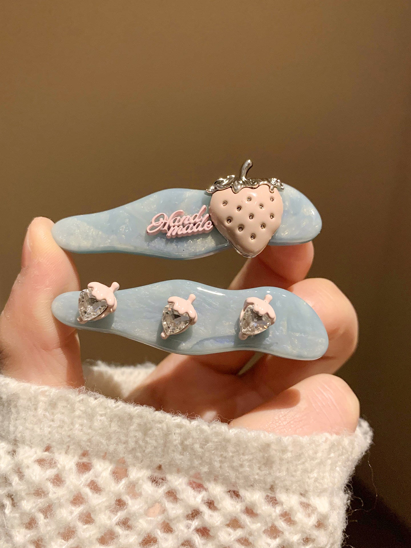 Mint Blue Strawberry Heart Hair Clip hair clip none