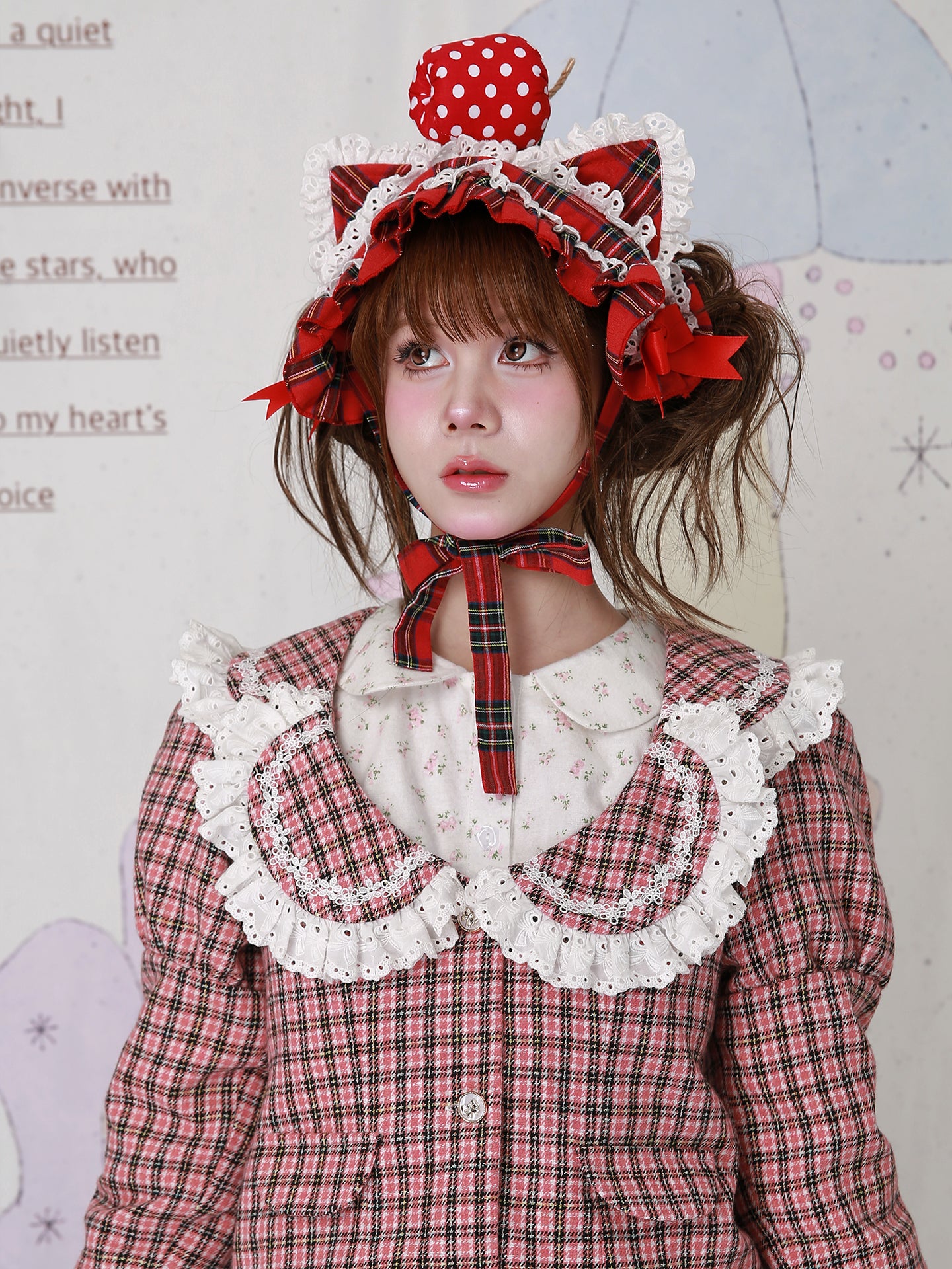 SOS MEME CLUB - Kawaii Jacket Showa Retro Pink Plaid Jacket jacket SOS MEME CLUB