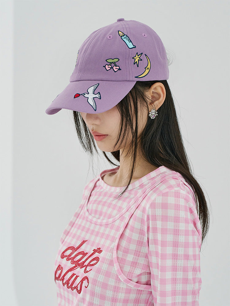 Harajuku Hat White Purple Hat Angel Pattern Hat Leisure Baseball Hat hat tntntutu