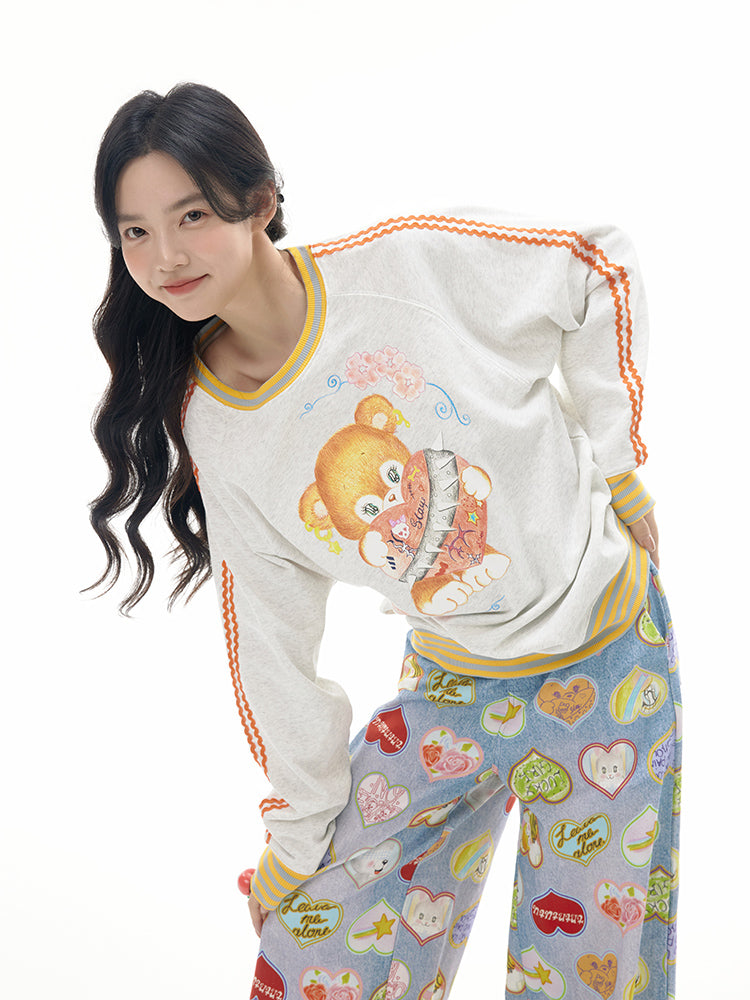 tntntutu Bear Sweatshirt | Whimsical Graphic Pullover | Sporty Long Sleeve Top hoodie tntntutu