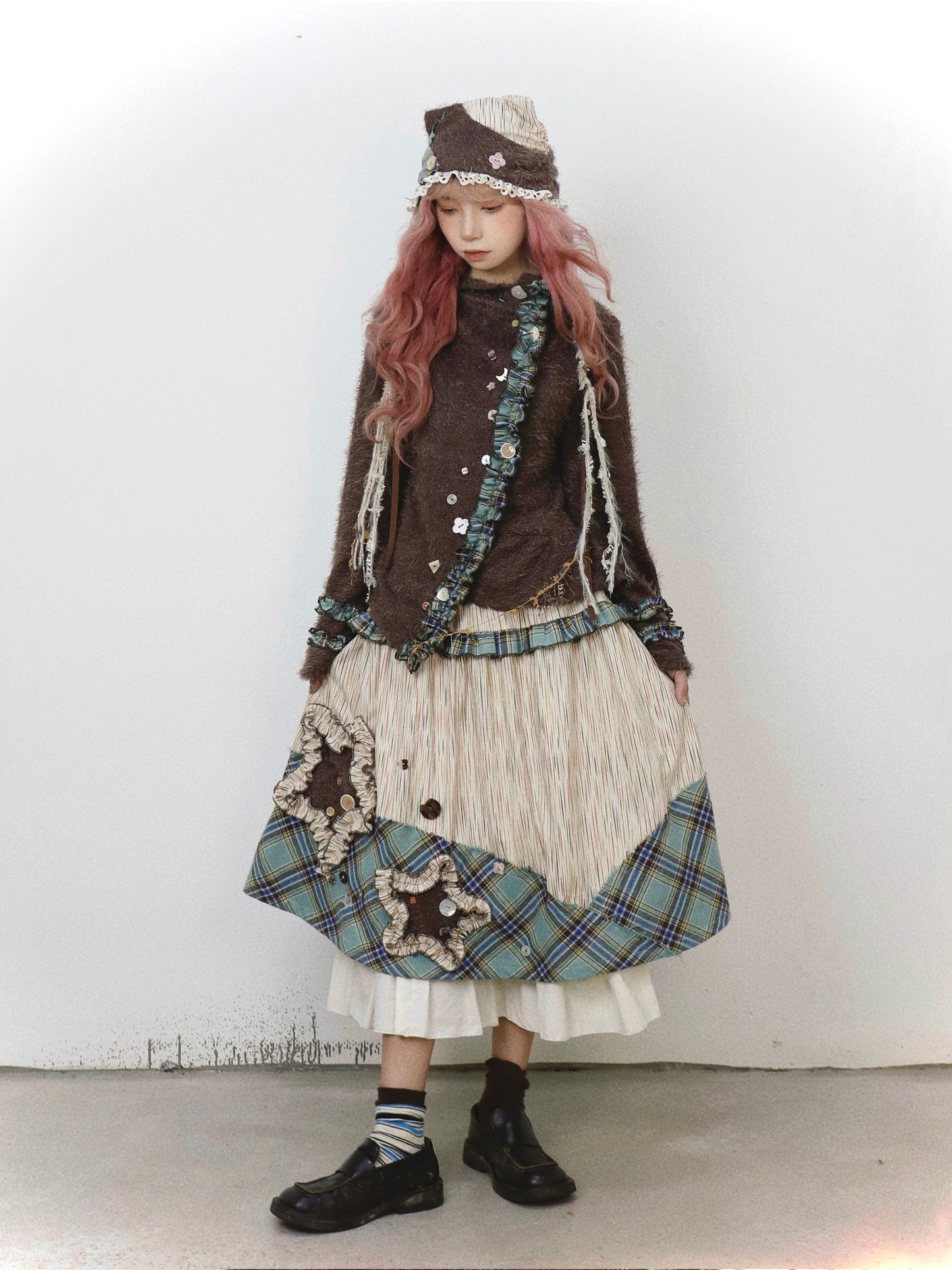 ShiChang Gothic Fairy Knit Top | Asymmetrical Punk Lace Flare Sleeve Sweater sweater ShiChang
