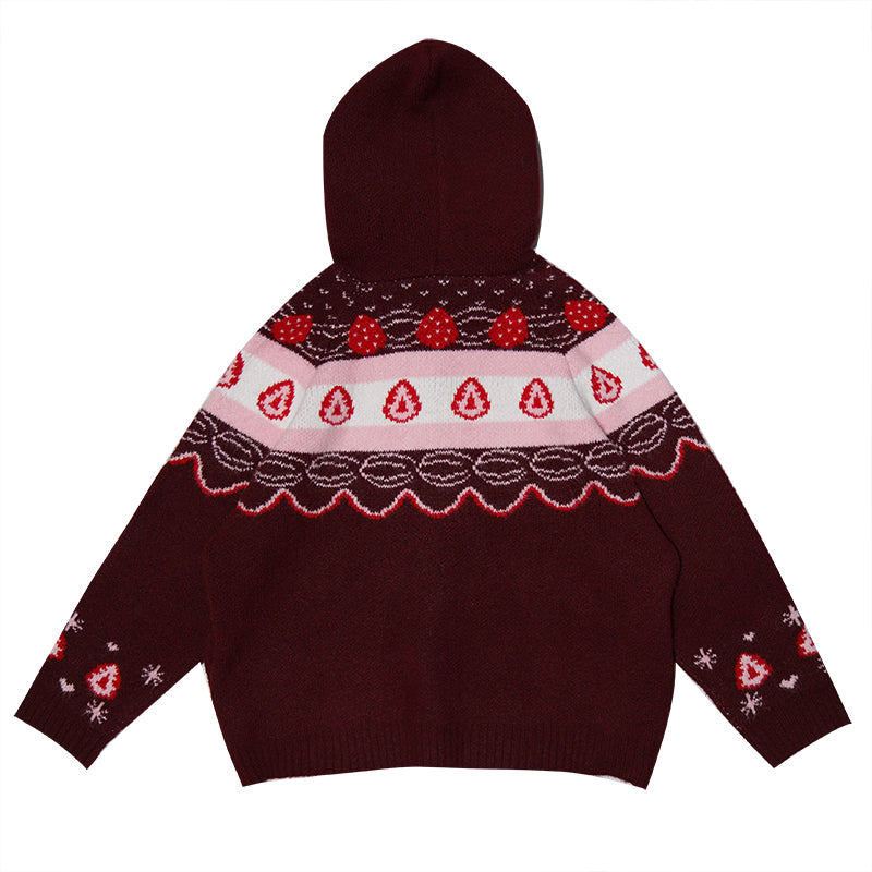 daytoday everyday institute - Strawberry Cake Fair Isle Cardigan cardigan daytoday everyday institute