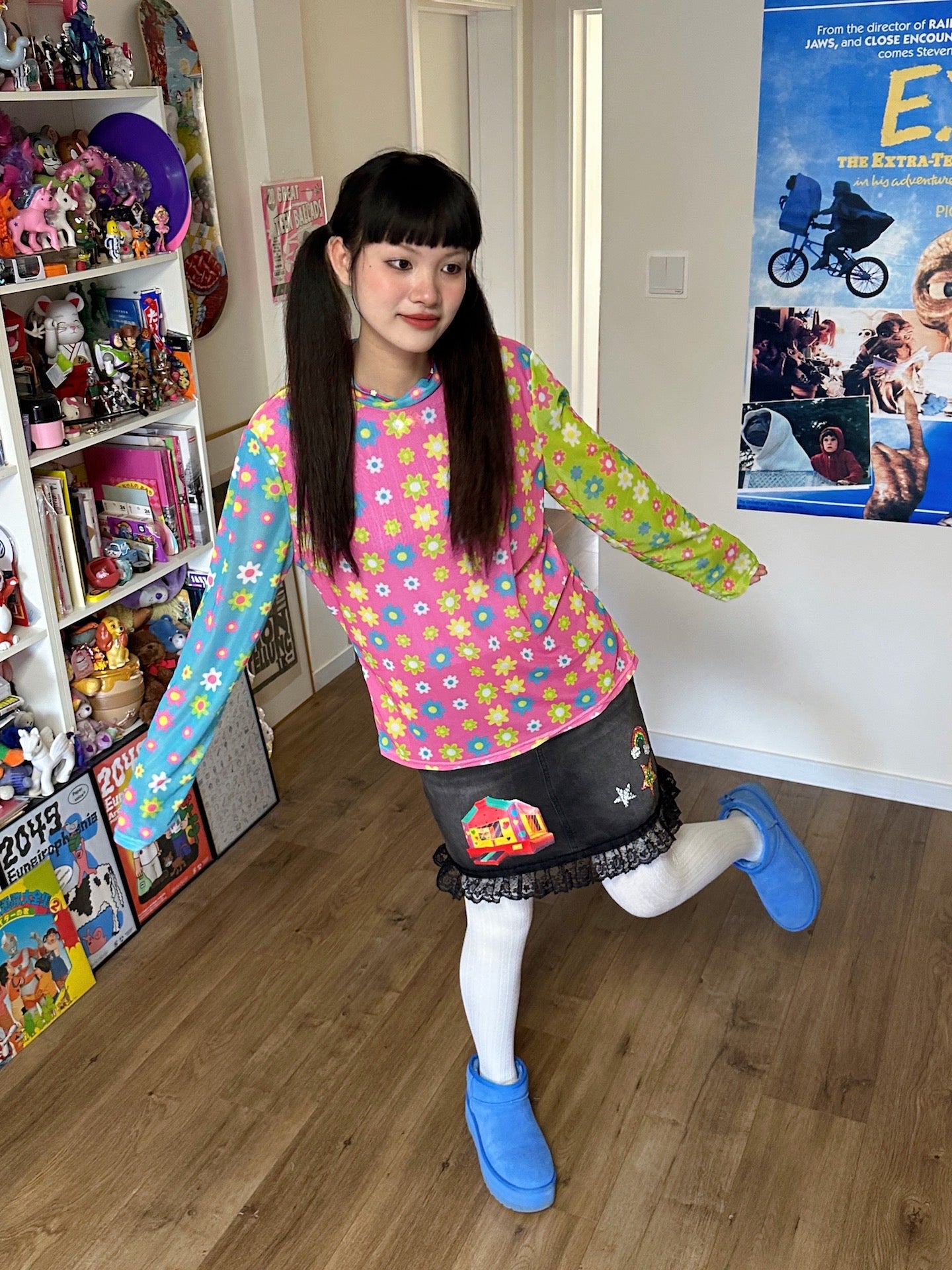 Decora Kei Mesh Shirt – Oversized Long Sleeve shirt bunnybunnygun