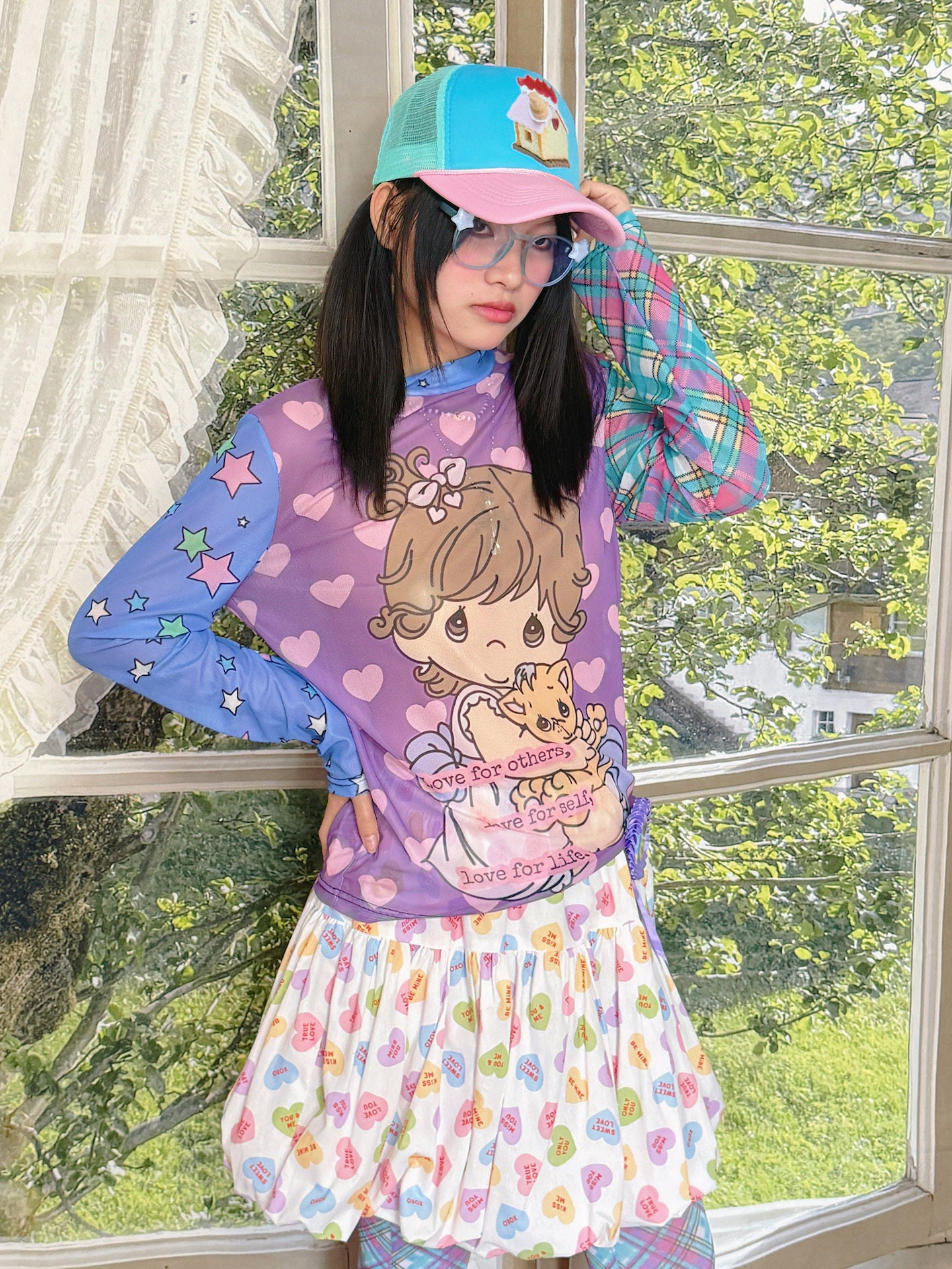 bunnybunnygun - Angel Tear Mesh Sheer Top shirt bunnybunnygun