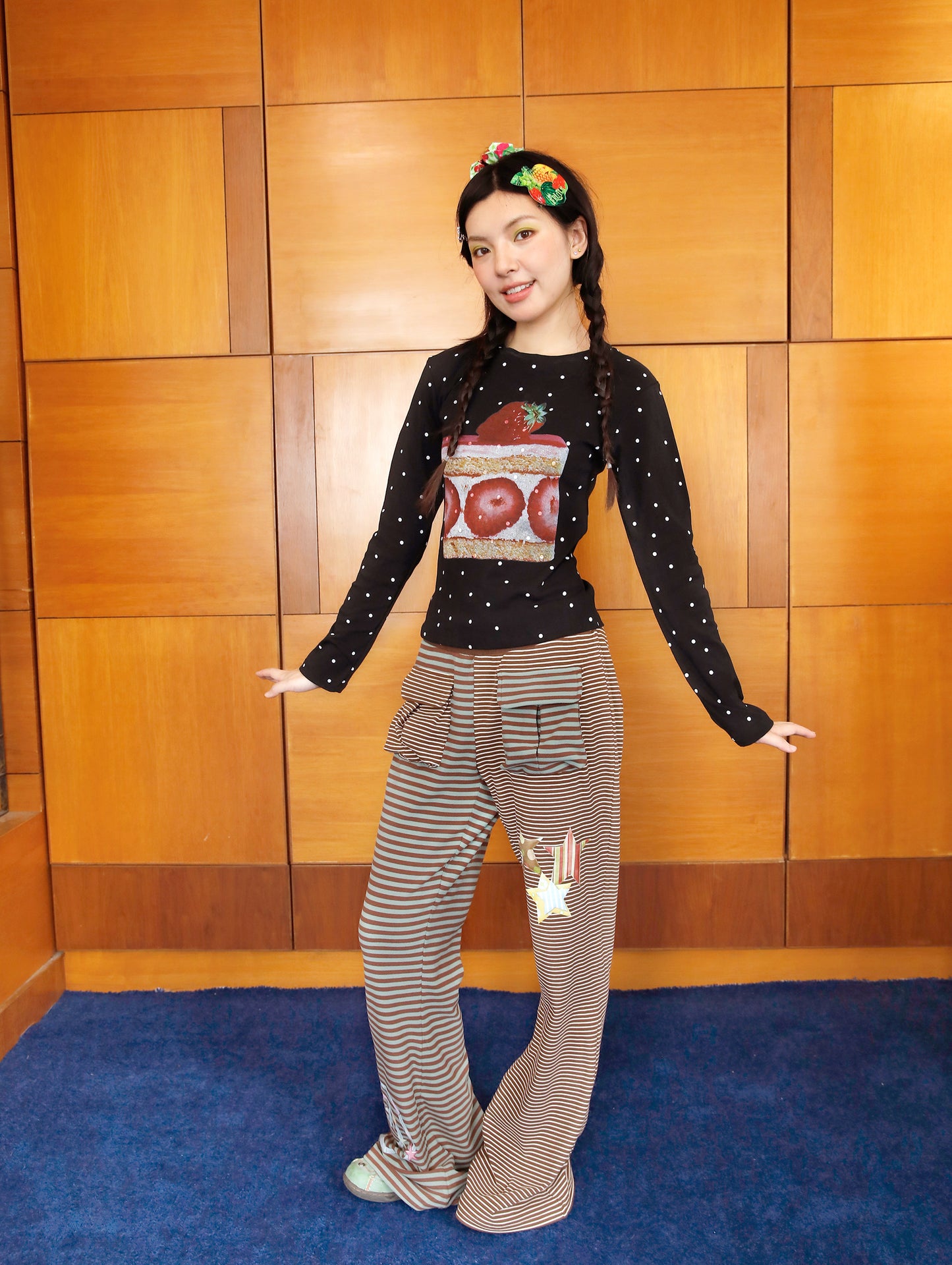 FRUITS - Kawaii Striped Patchwork Soft Casual Pants pants Fruits