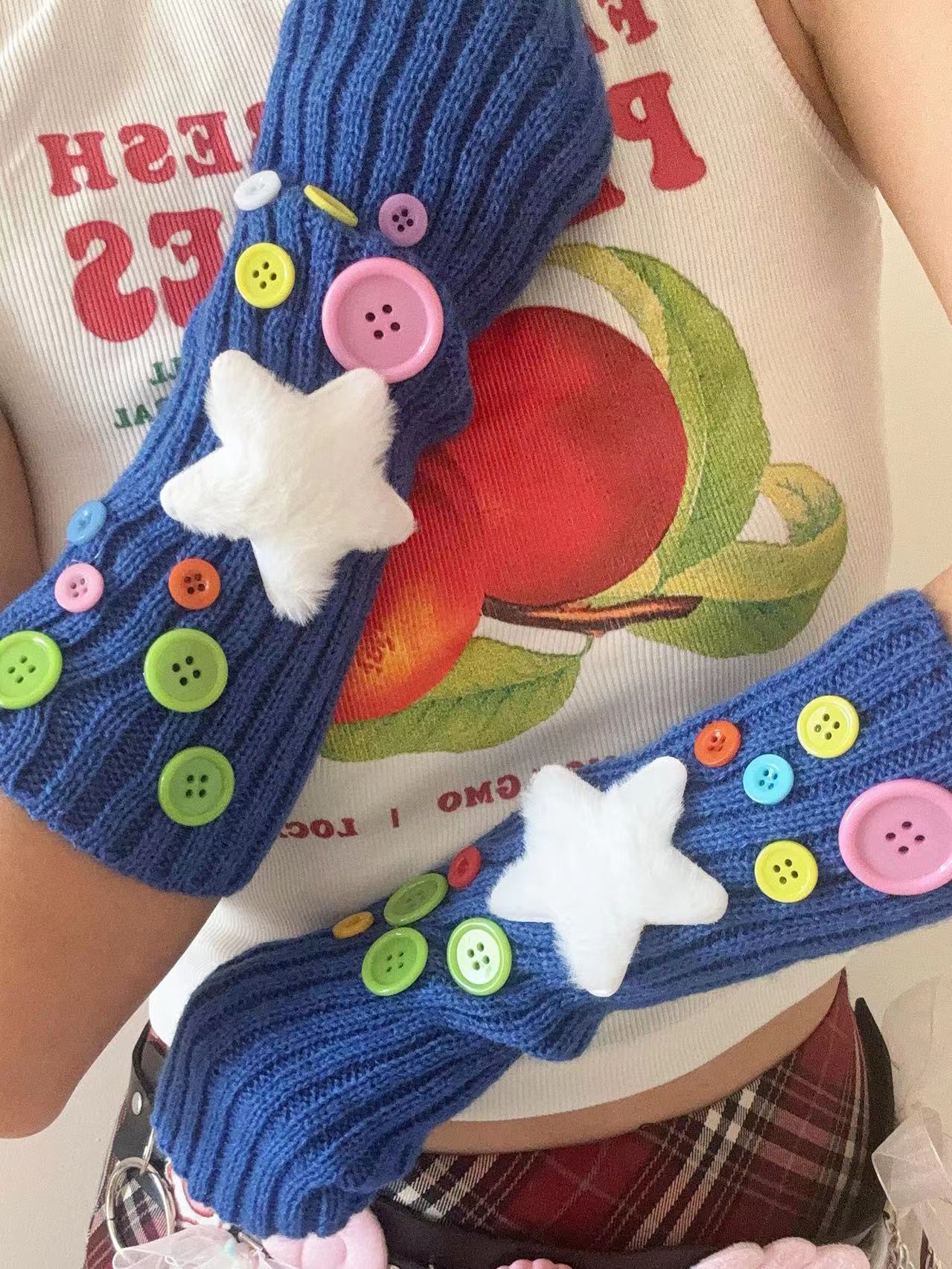 Hidden - Decora Knit Fingerless Gloves for Kawaii Sweet Girls sleeves hidden