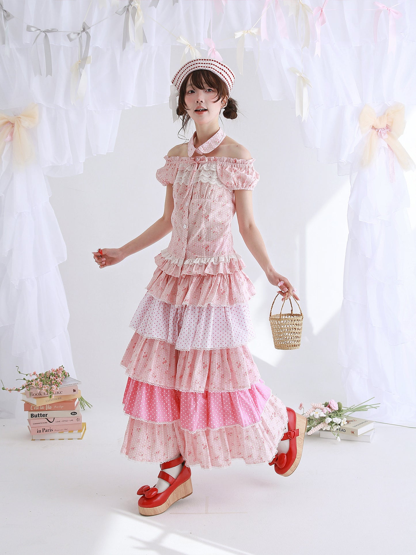 SOS MEME CLUB - Pink Polka Cake Pants skirt SOS MEME CLUB