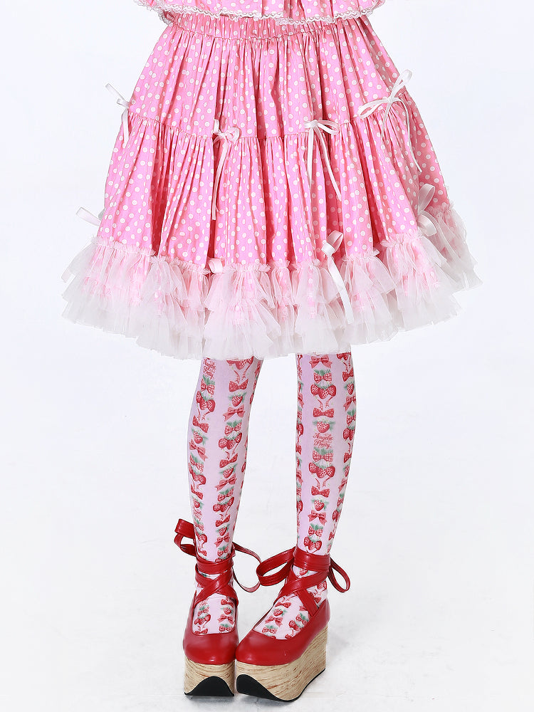 SOS MEME CLUB - Showa Pink Polka Dot Skirt skirt SOS MEME CLUB