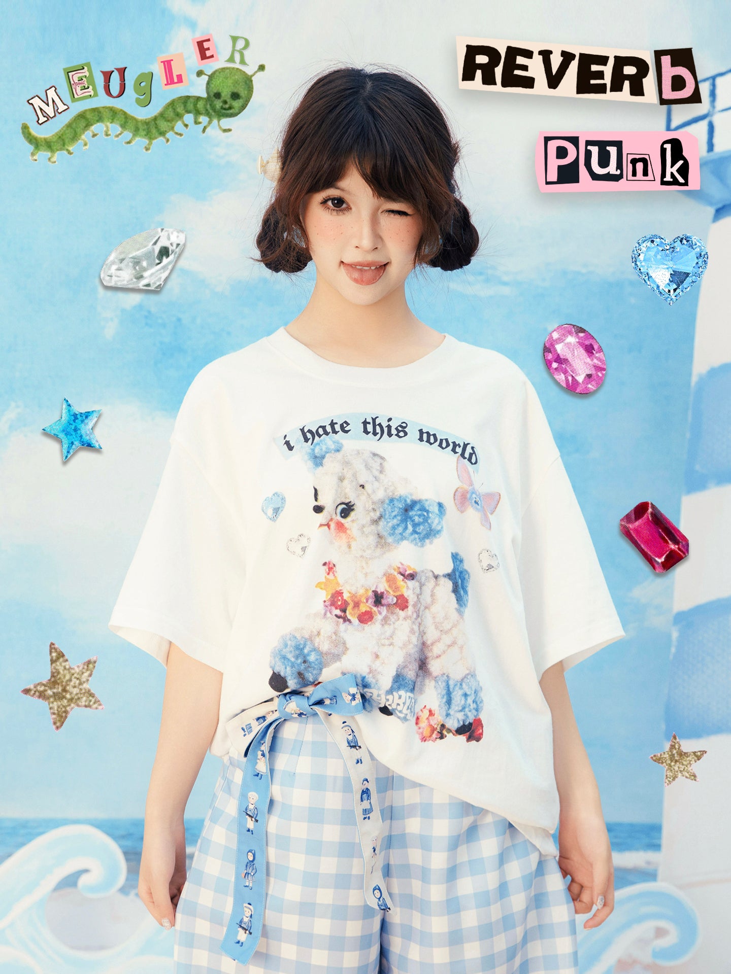 Meugler – Kawaii Patchwork Punk Doll T-Shirt tshirt Meugler