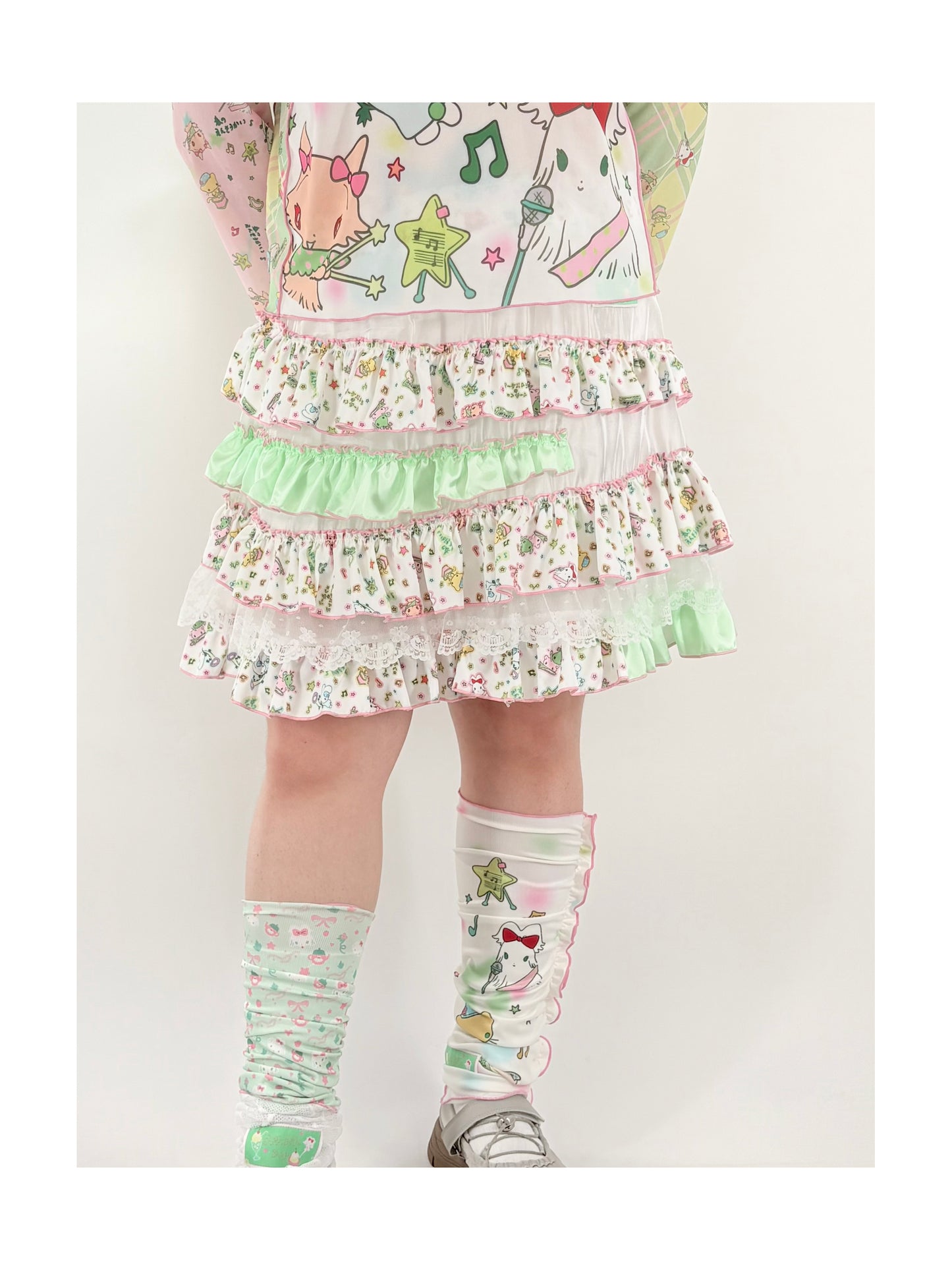 shishihshop - Kawaii Layered Print Skirt skirt shishihshop