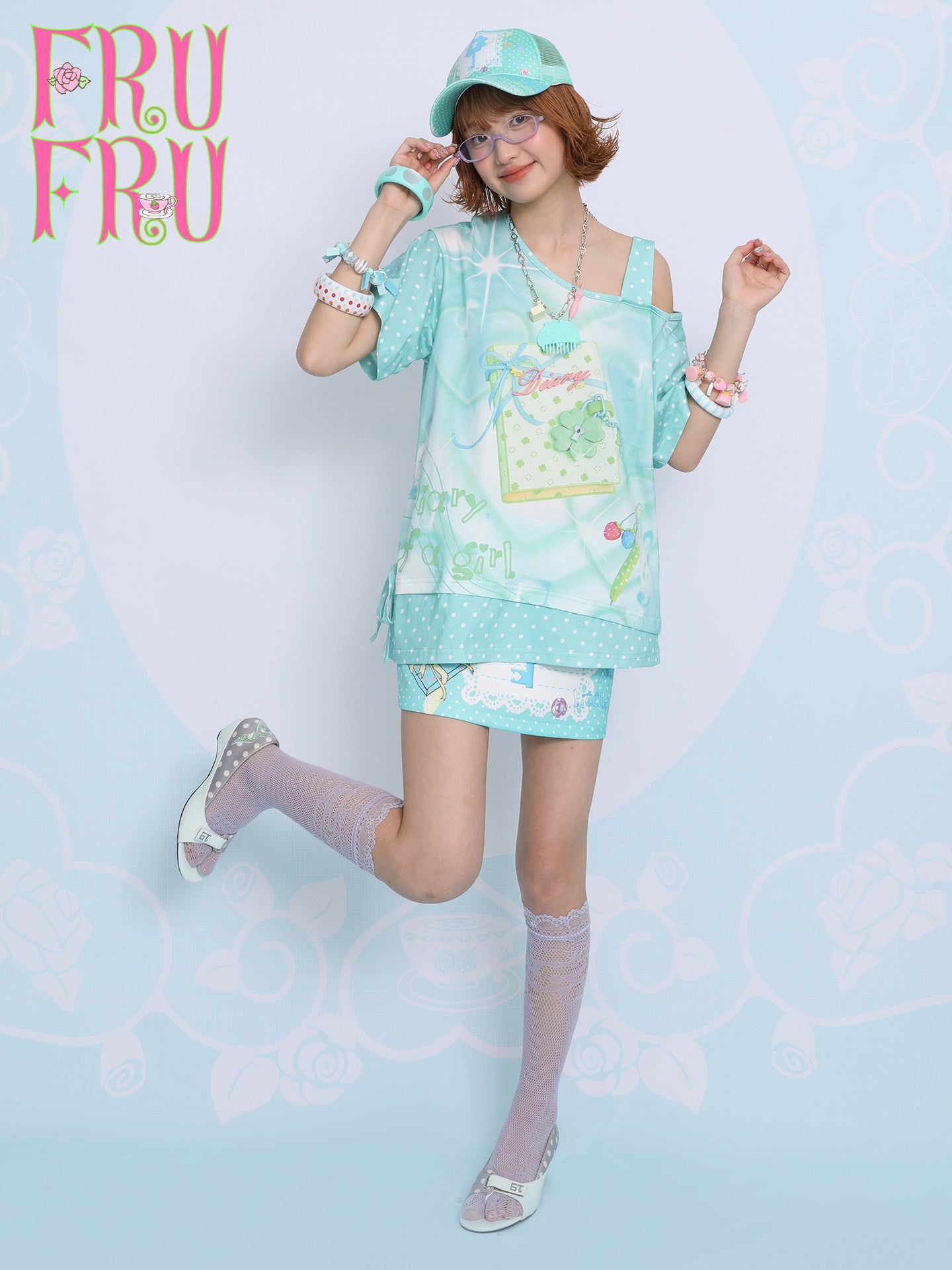 frufru - Lucky Clover Mint Green Oversized Tee tshirt frufru