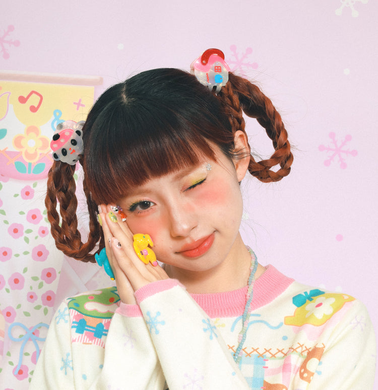 Lutra Jump Panda & House Hair Claw Clip | Kawaii Zircon Accent Grip | Decora Kei Acrylic Hair Clip hair clip Lutra Jump