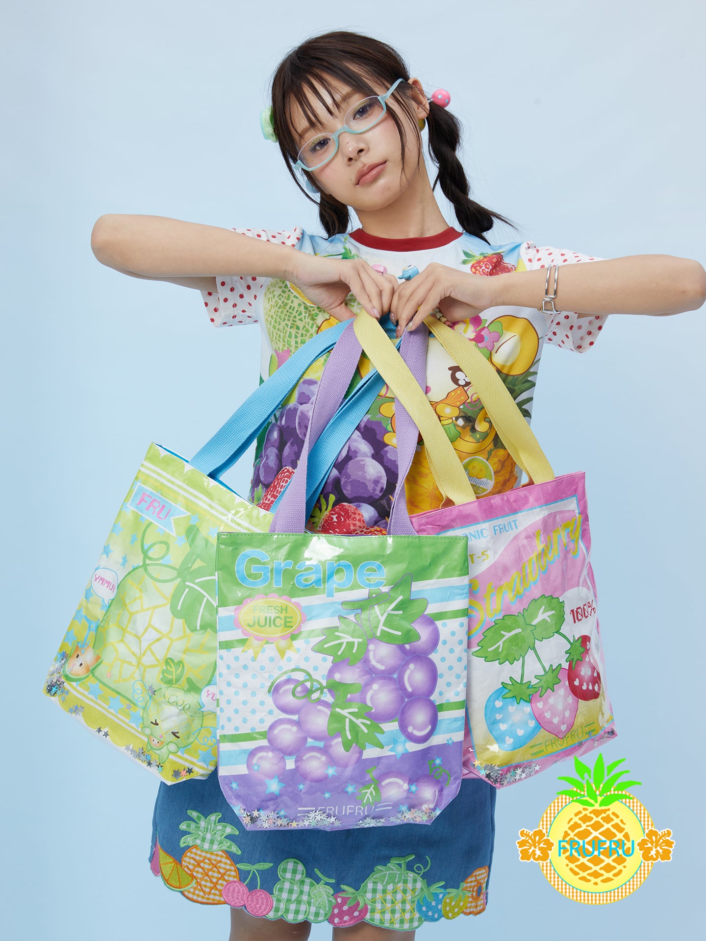 Frufru Japanese-Style Shoulder Bag | Colorful Fruit Print Bag bag frufru