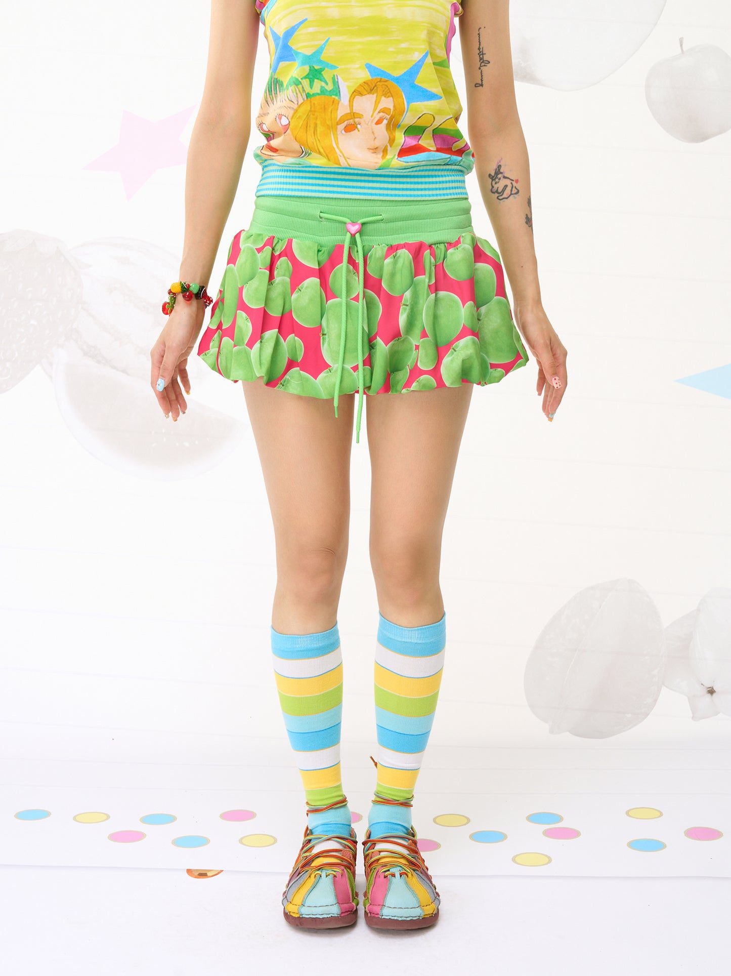 FRUITS Green‑Apple Skirt | Bubble Mini Skirt | Limited Patchwork Skirt skirt Fruits