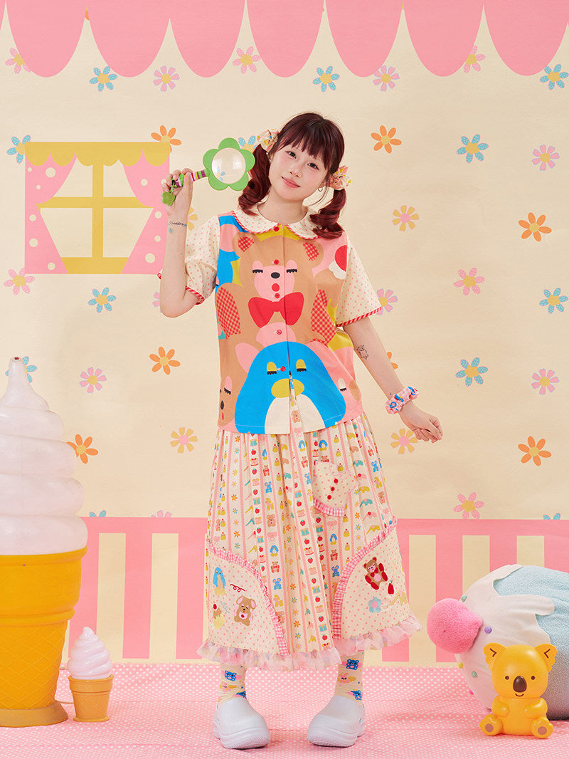 NIKKOU - Animal Embroidered Lace Skirt skirt Nikkou home