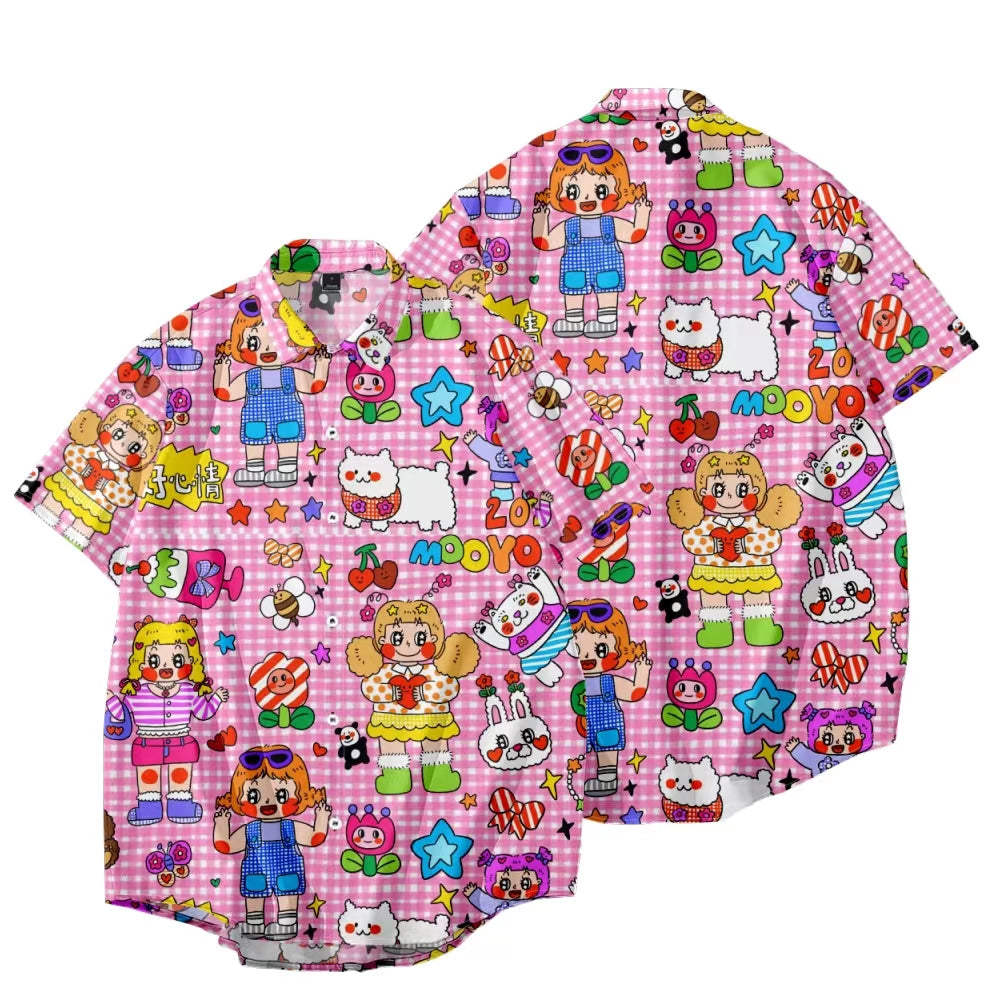 MooYo - Kidcore Pink Plaid Shirt Loose Fit shirt MOOYO