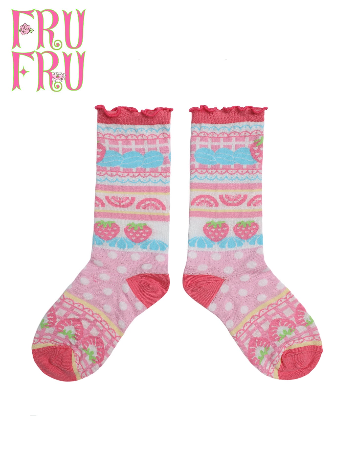 frufru - Strawberry Cake Print Socks sock frufru