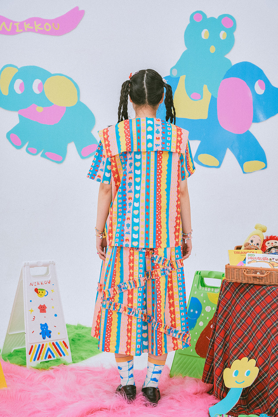 NIKKOU Home Skrit Original Fun Print Skirt Cute Colorful Skirt skirt Nikkou home