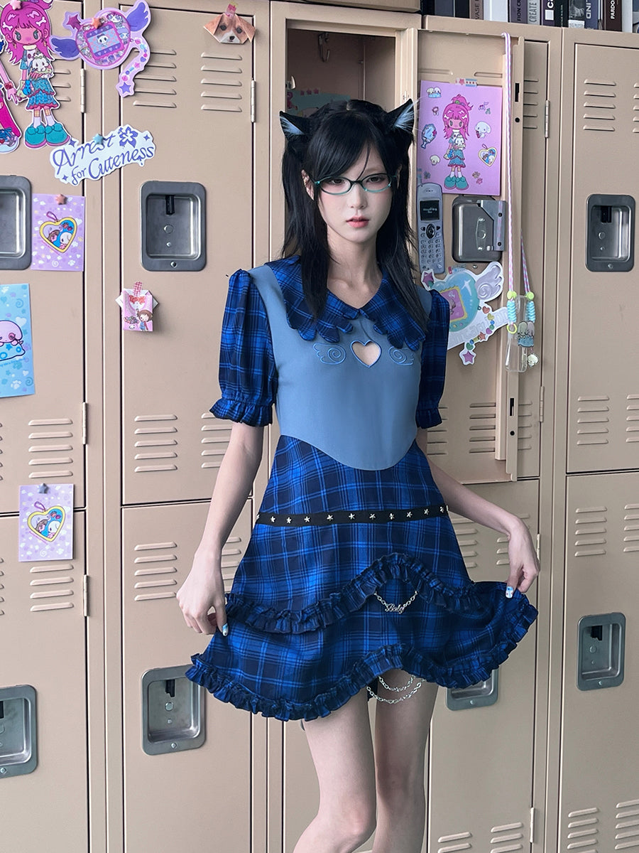 Hashtag DDD - Y2K Blue Plaid Dress dress Hashtag DDD