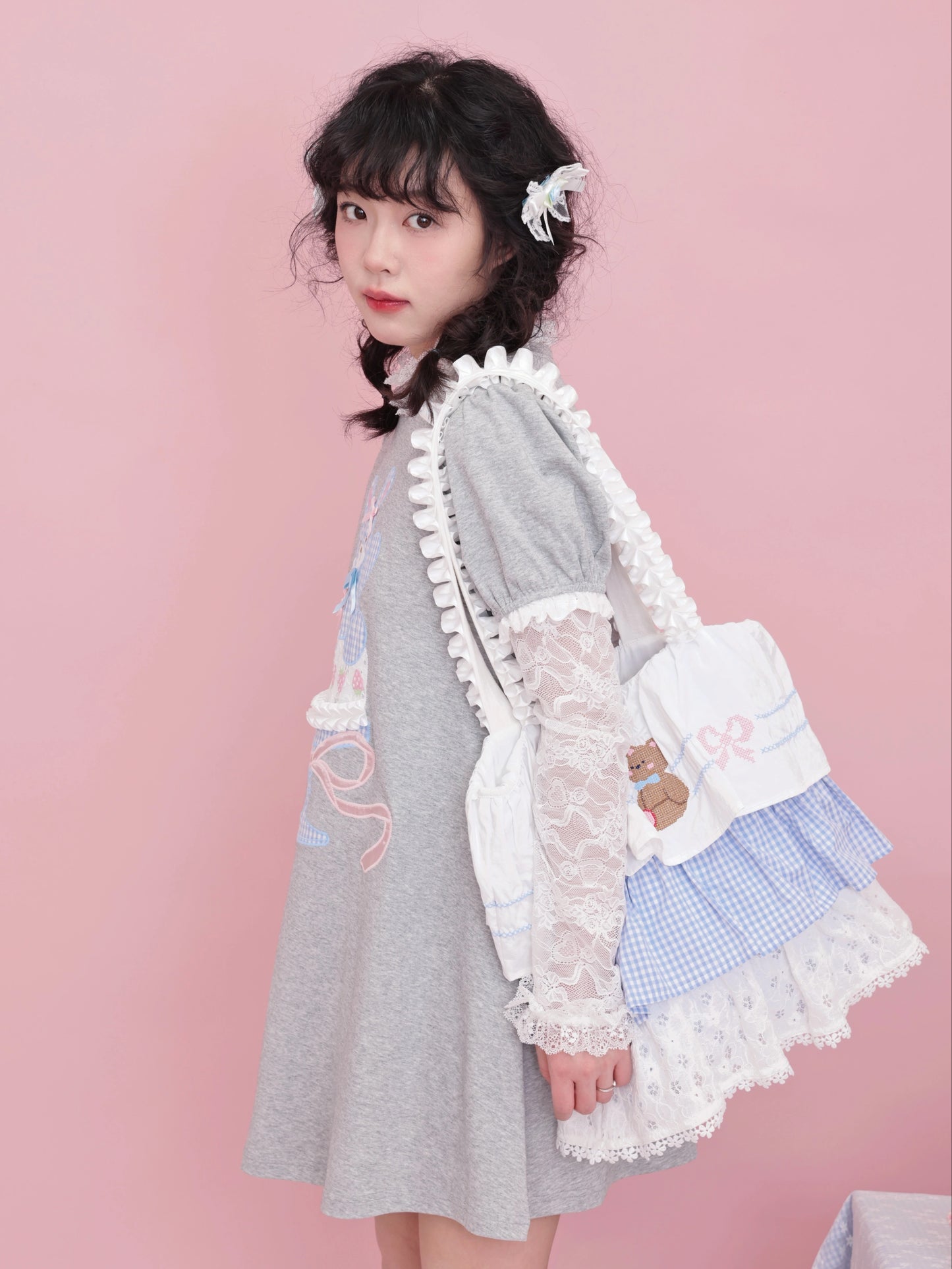 SemenCoicis Kawaii Bear Cake Bag | Sweet Ruffle Bow Shoulder Tote bag SemenCoicis