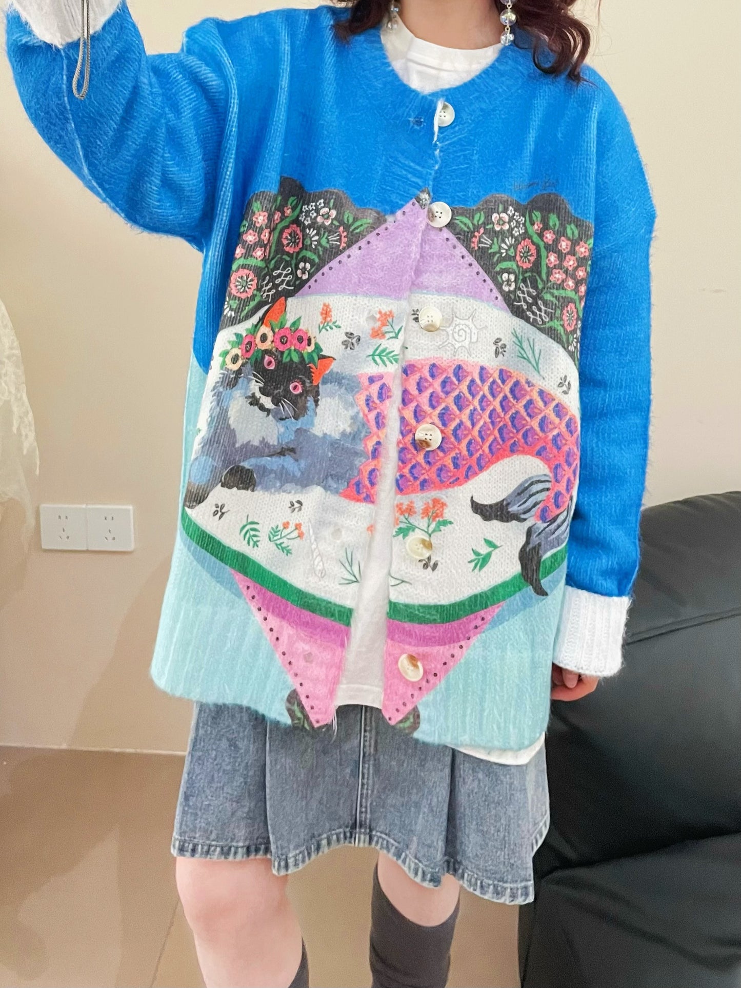 MeowMeow Bug - Kawaii Mermaid Cat Plush Cardigan Sweater cardigan MeowMeow Bug