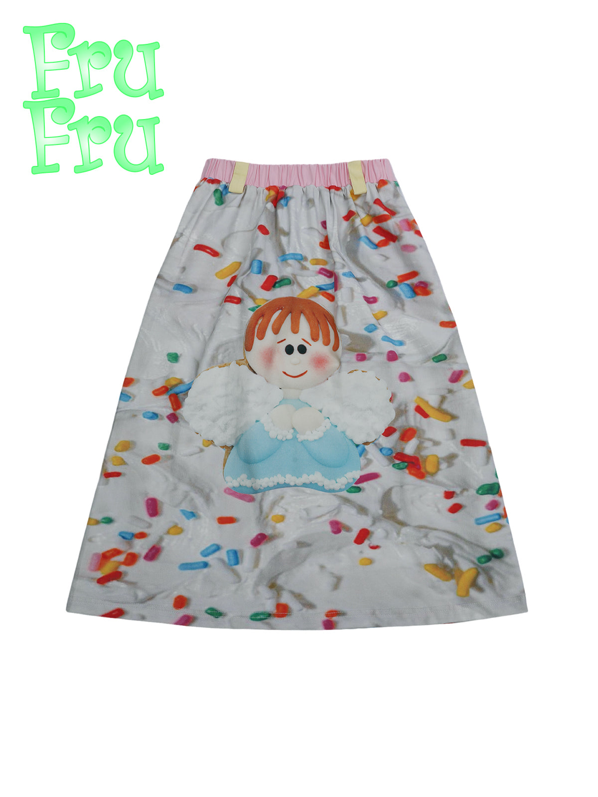 frufru Angel Cookie A-line Skirt | Harajuku Cotton Printed Midi Skirt skirt frufru