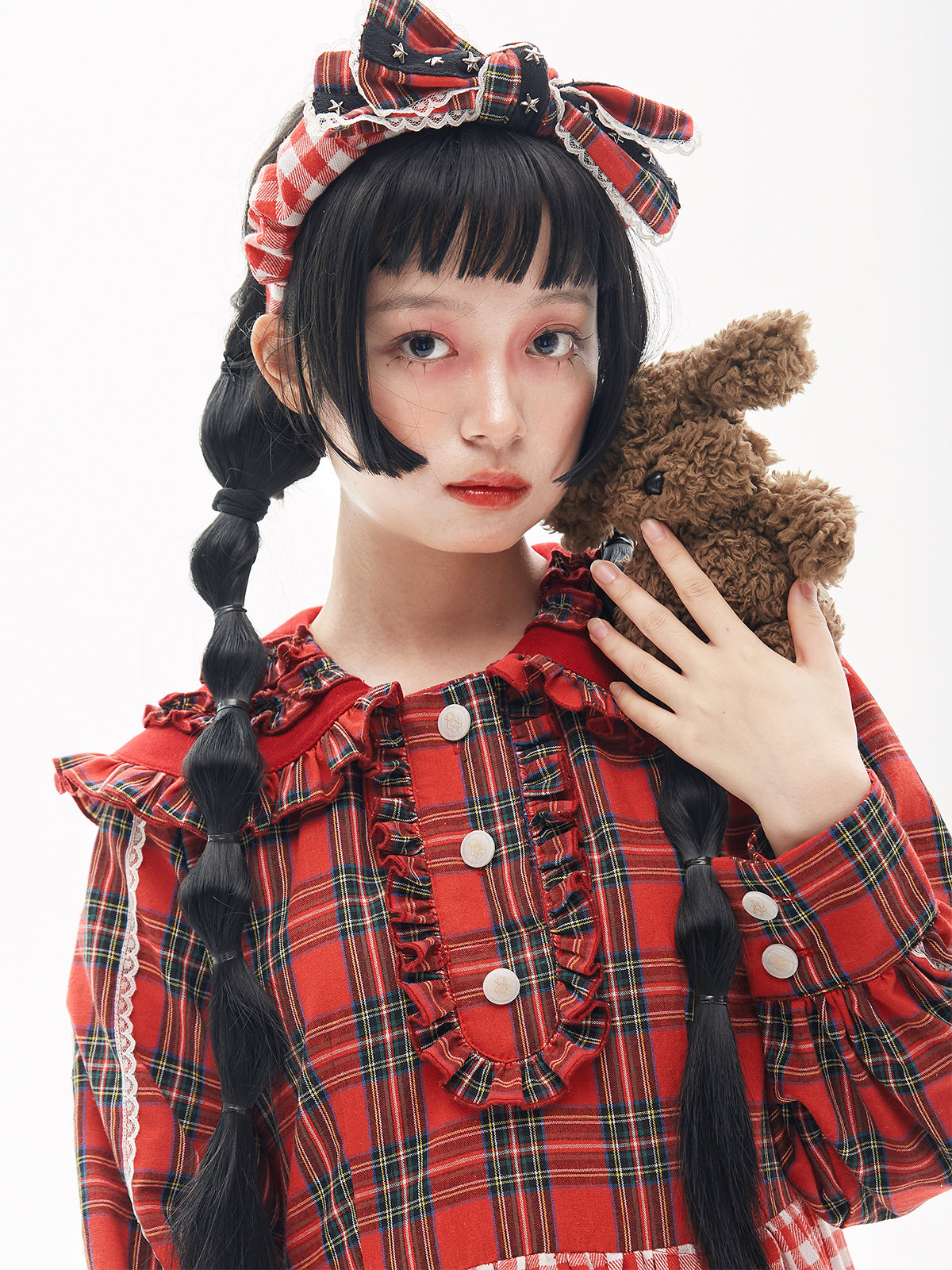 SOS MEME CLUB - Showa Christmas Red Doll Collar Dress dress SOS MEME CLUB