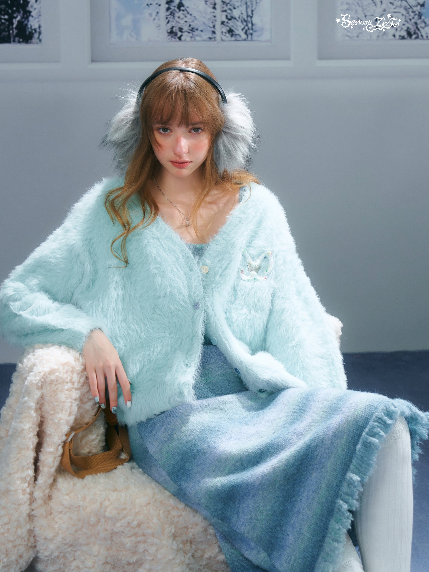 ziziFei - Y2K Soft Plush Butterfly Cardigan with Color Buttons cardigan ziziFei