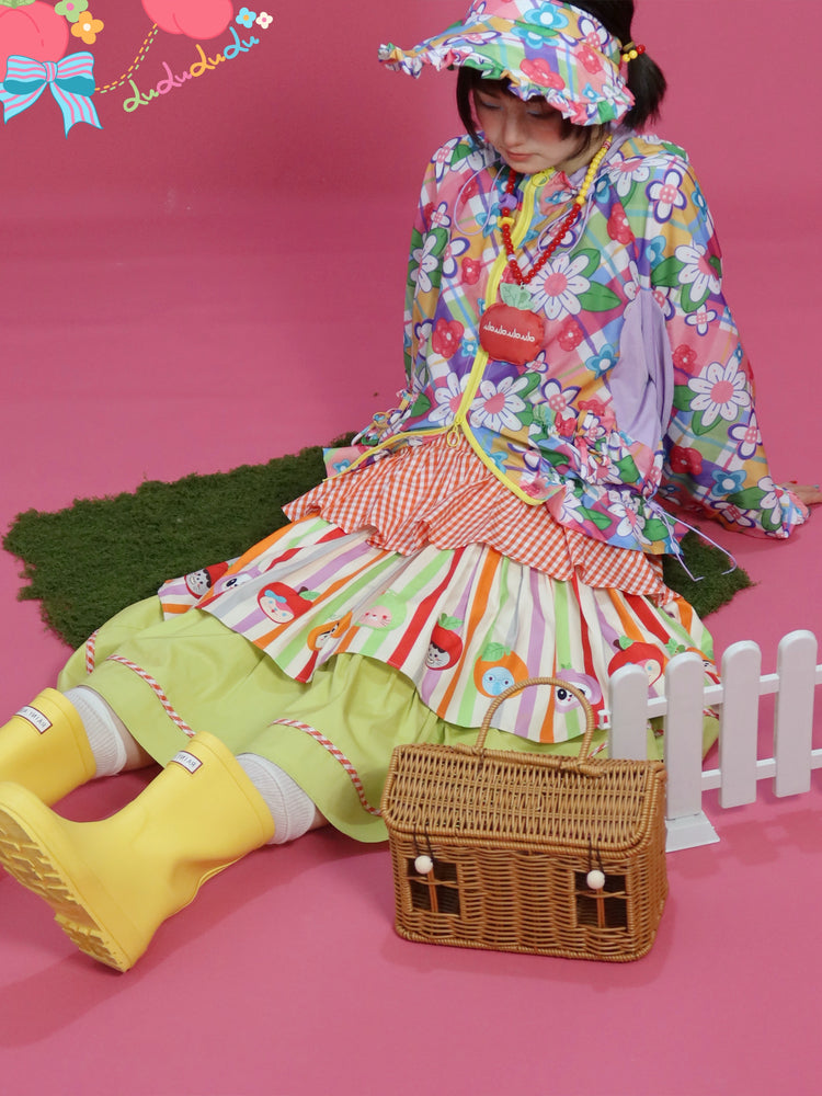 Decora Kei Tiered Skirt – Animal Print Colorblock skirt LULULULU