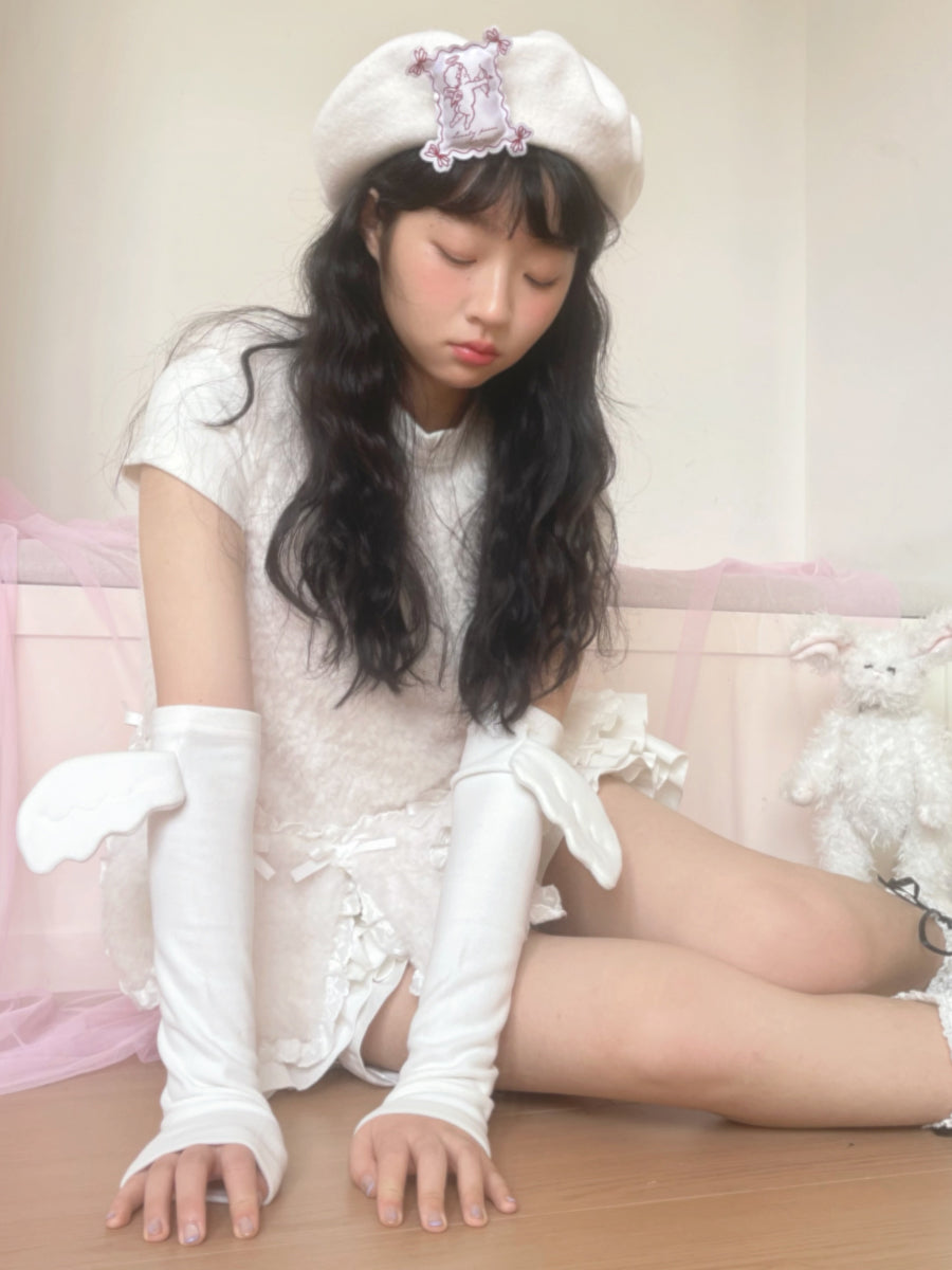 Daytoday Everyday Institute Harajuku Hat Angel Wool Beret Black White Gray hat daytoday everyday institute