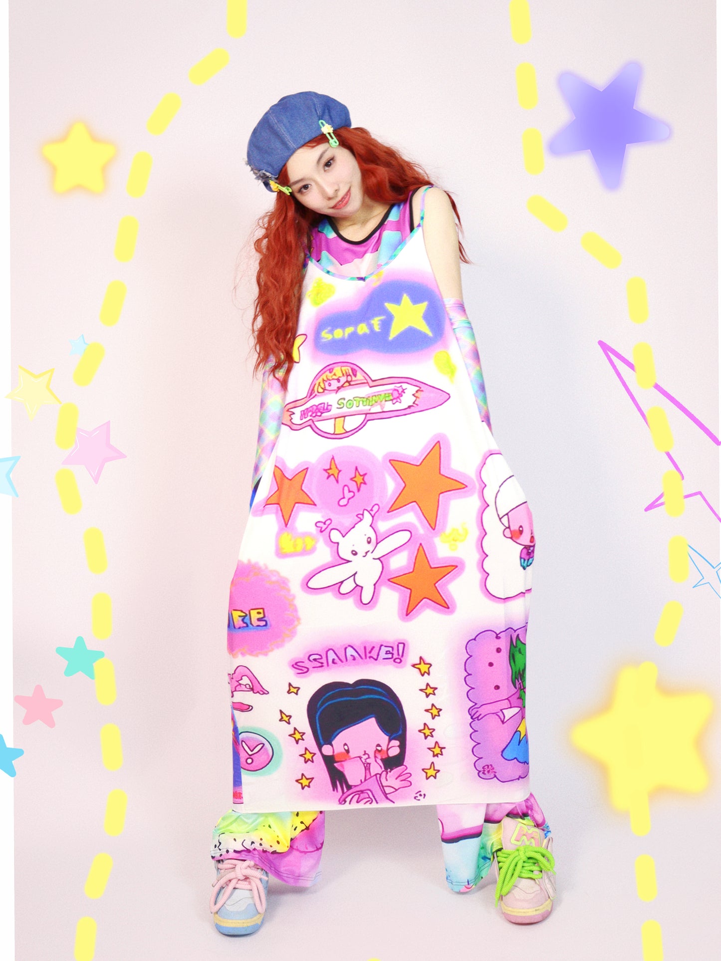 Harajuku Dress Cute Print Dress Loose Leisure Dress dress Leerroo