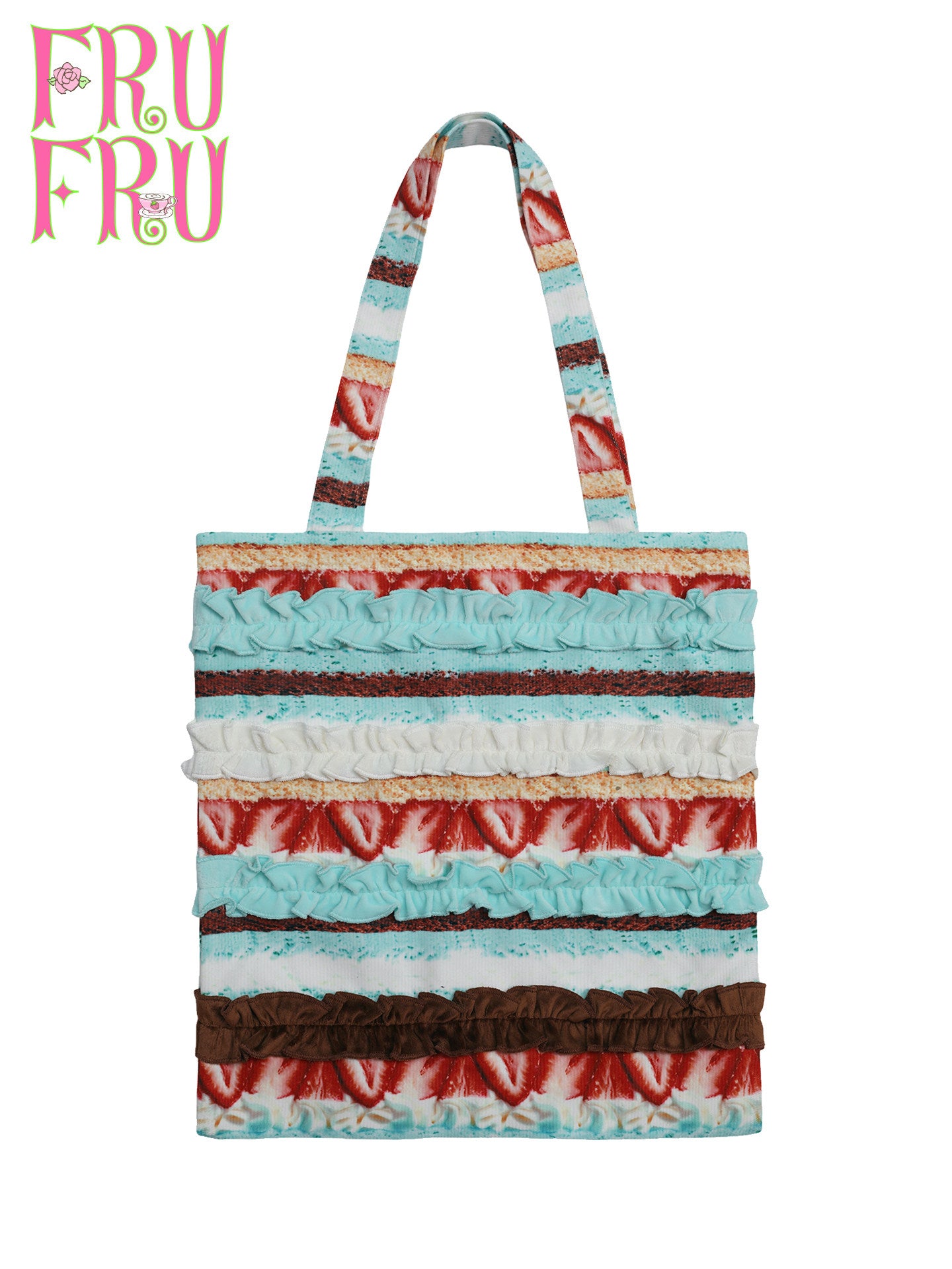 frufru - Kawaii Cake Print Corduroy Canvas Tote Bag bag frufru