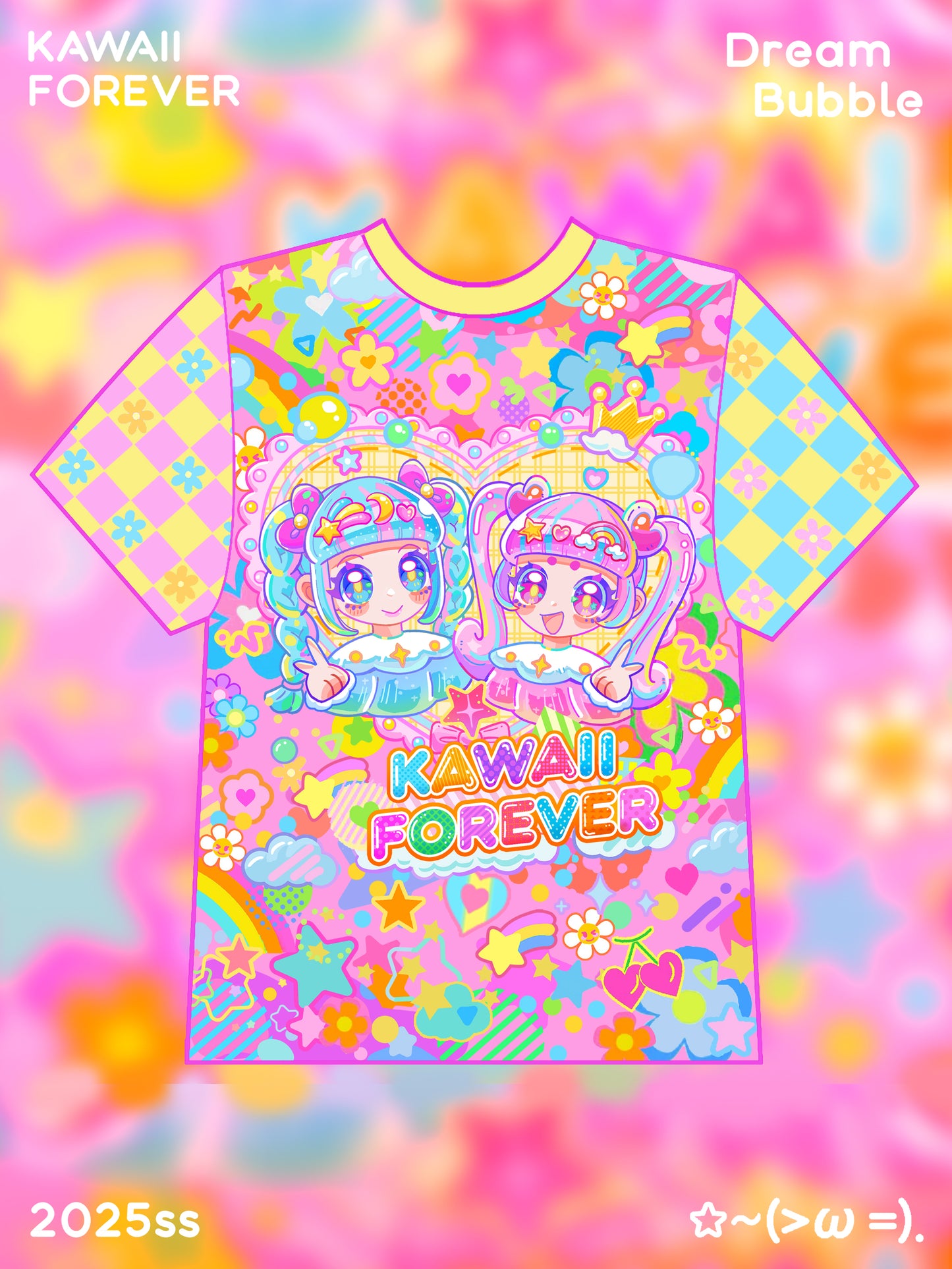 Decora Kei Graphic T-Shirt – Pink Heart Print tshirt Dream Bubble