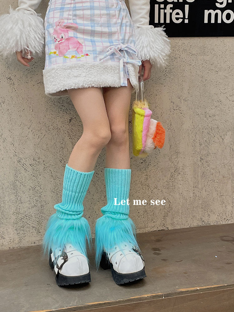 LET ME SEE Cute Leg Warmers | Fuzzy Knit Leg Warmers | Japanese Decora Style Shoe Covers