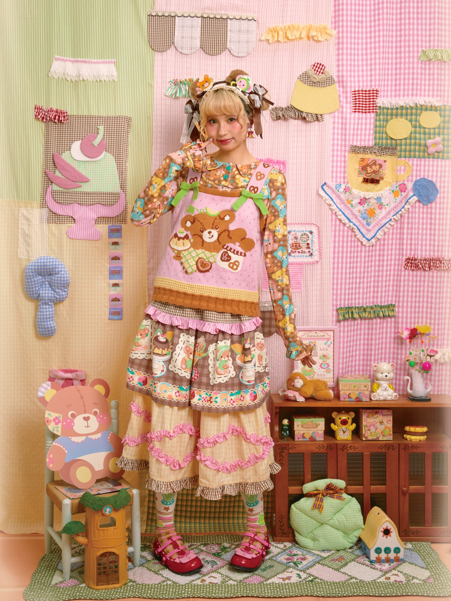Lutra Jump - Decora Kei Plaid Print Layered Lace Cake Skirt skirt Lutra Jump