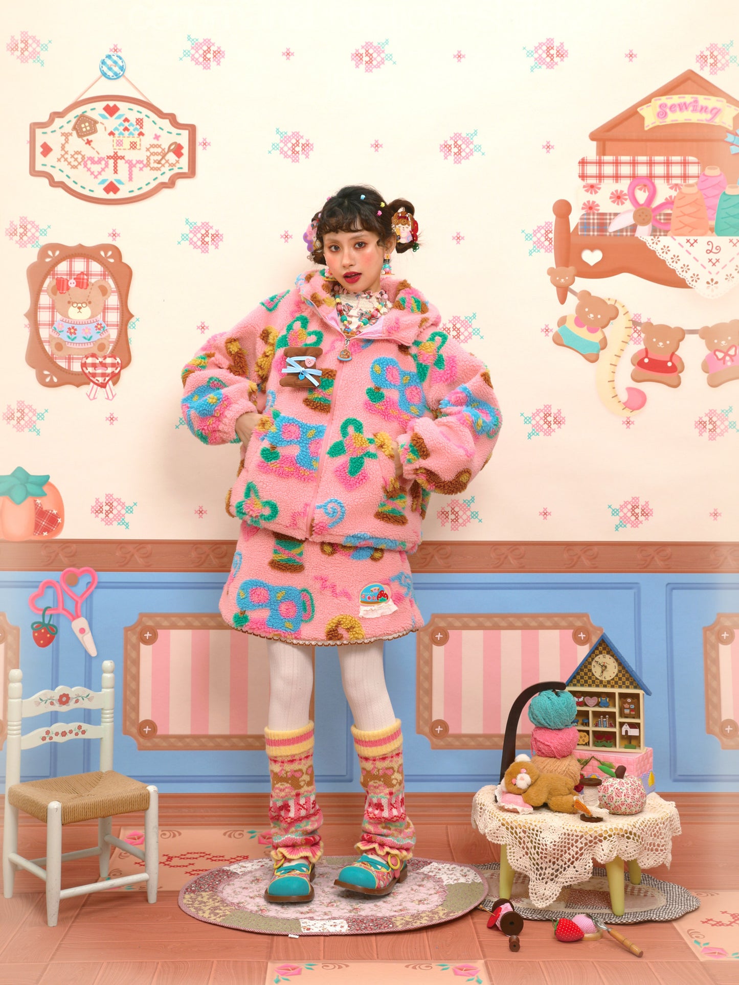 Lutra Jump - Decora Pink Fleece Jacket coat Lutra Jump