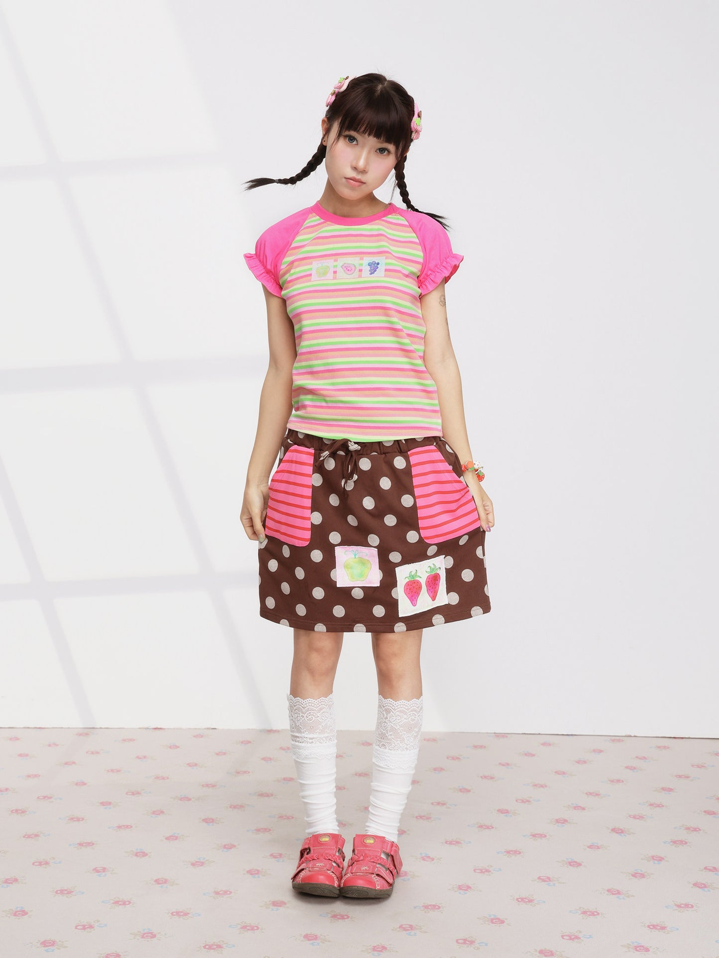 FRUITS - Strawberry Polka Layered Skirt skirt Fruits