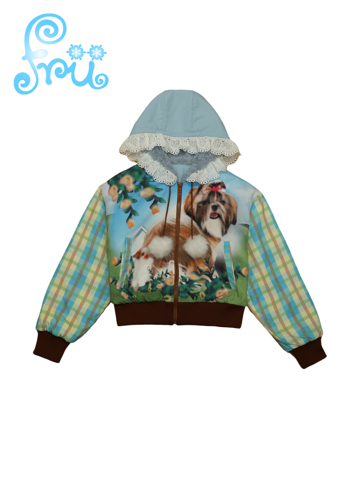 frufru Puppy Print Puffer Jacket | Harajuku Cropped Winter Coat jacket frufru