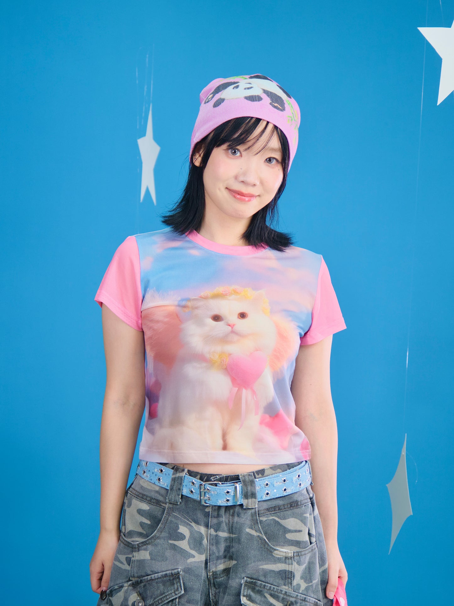 MeowMeow Bug - Decora Kei Cute Cartoon Mesh Top tshirt MeowMeow Bug
