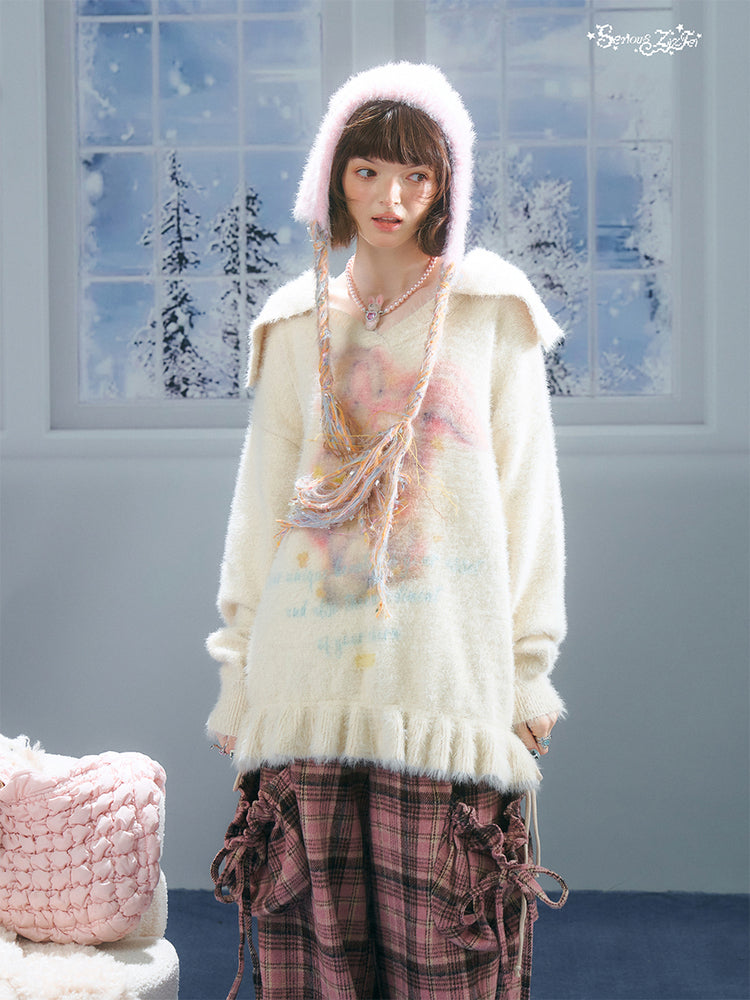 ziziFei - Kawaii V-Neck Bunny Knit Sweater sweater ziziFei