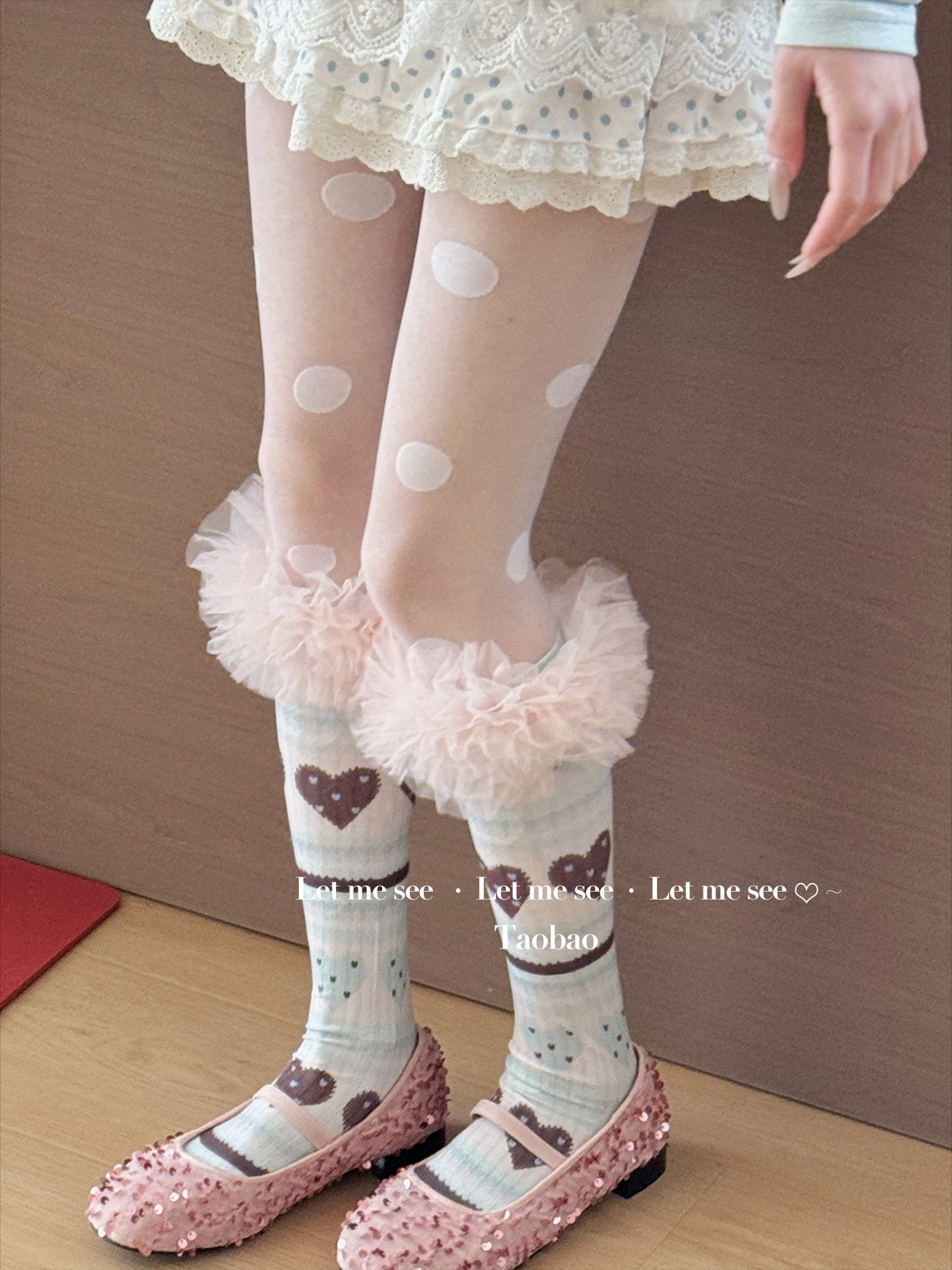 LET ME SEE - Heart Polka Dot Lace Socks socks let me see