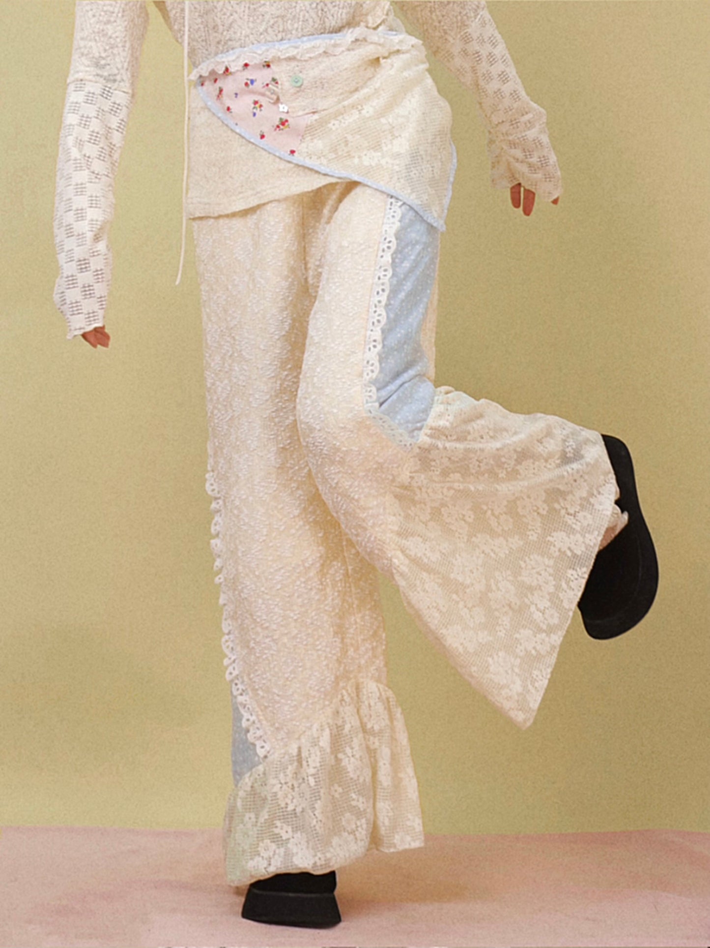 Disorder - Kawaii Lace Panel Wide Leg Pants pants Disorder