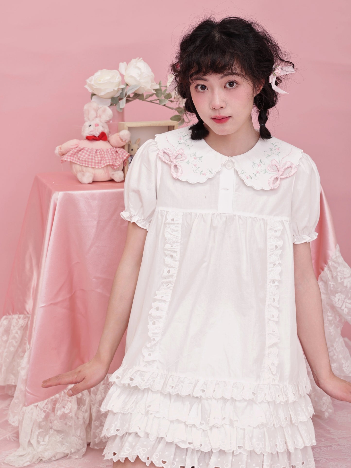 SemenCoicis – Vintage Butterfly Embroidered Blouse with Peter Pan Collar blouse SemenCoicis