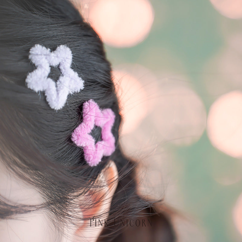 Pink Unicorn Star Hair Clip | Decora Dopamine Girl Y2K Fluffy Side Clip hair clip pink unicorn
