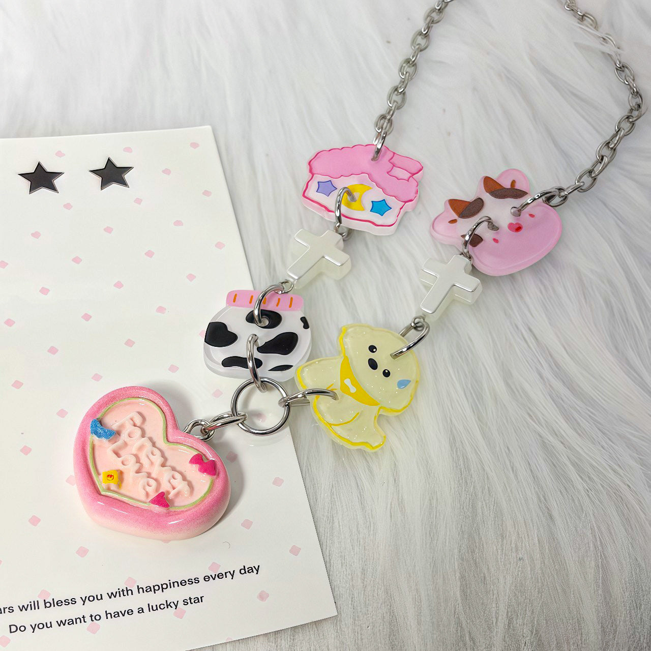 Kiwi Store - Y2K Multi Charm Button Necklace necklace kiwi store