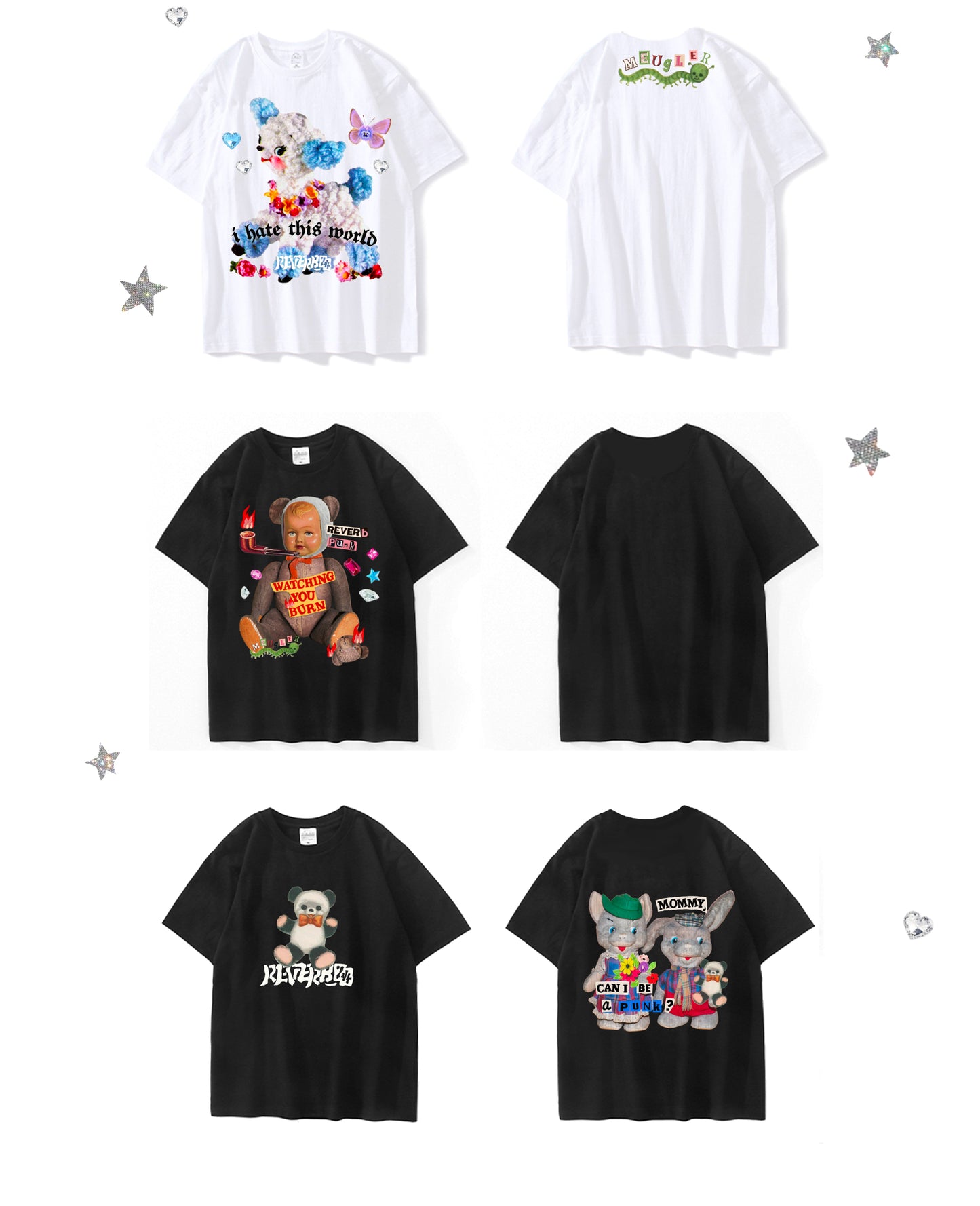 Meugler – Kawaii Patchwork Punk Doll T-Shirt tshirt Meugler